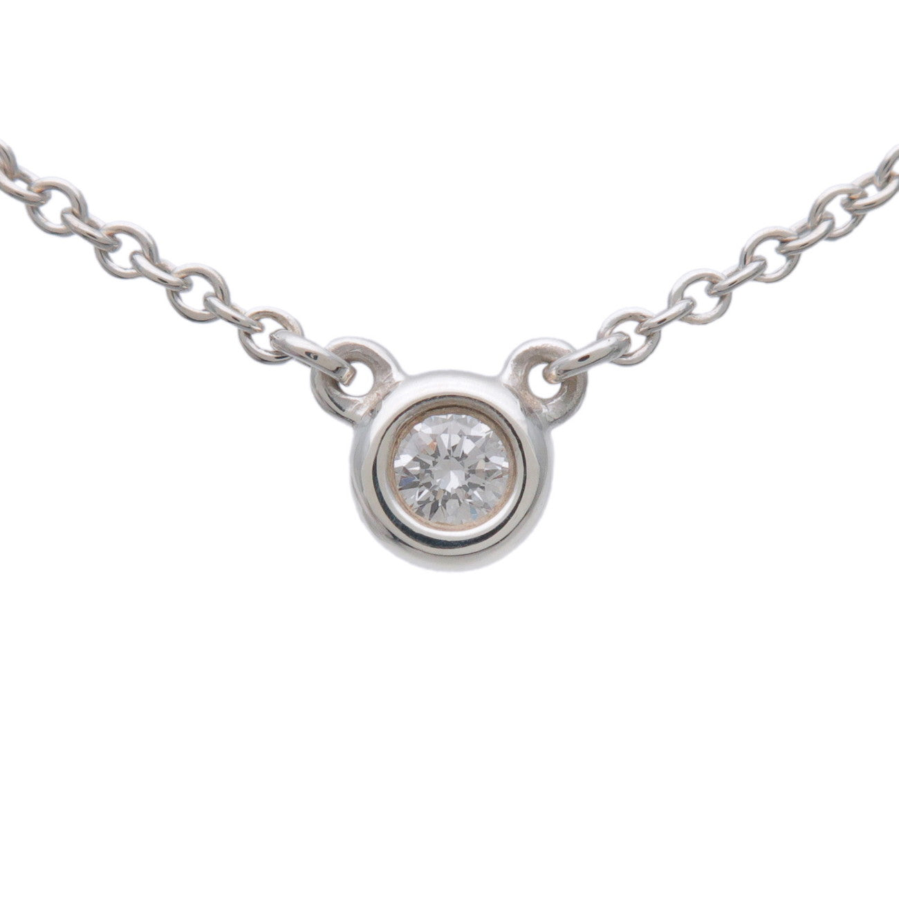 Tiffany & Co By The Yard 1P Diamond Necklace SV925 Silver
