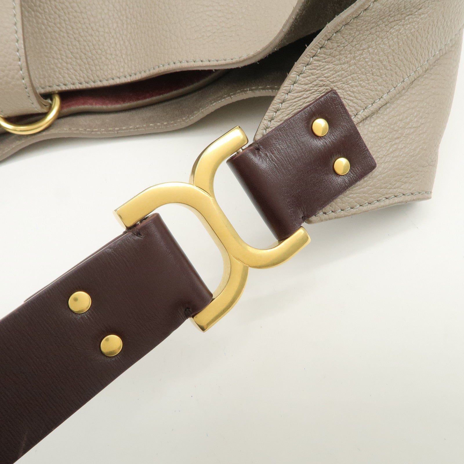 Chloe Marcie Grain Calf Leather Hobo Bag Shoulder Bag Motty Grey