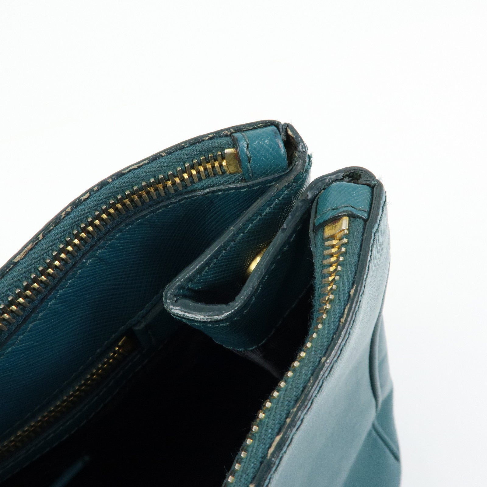 PRADA Triangle Logo Galleria Saffiano Leather Tote Hand Bag Green