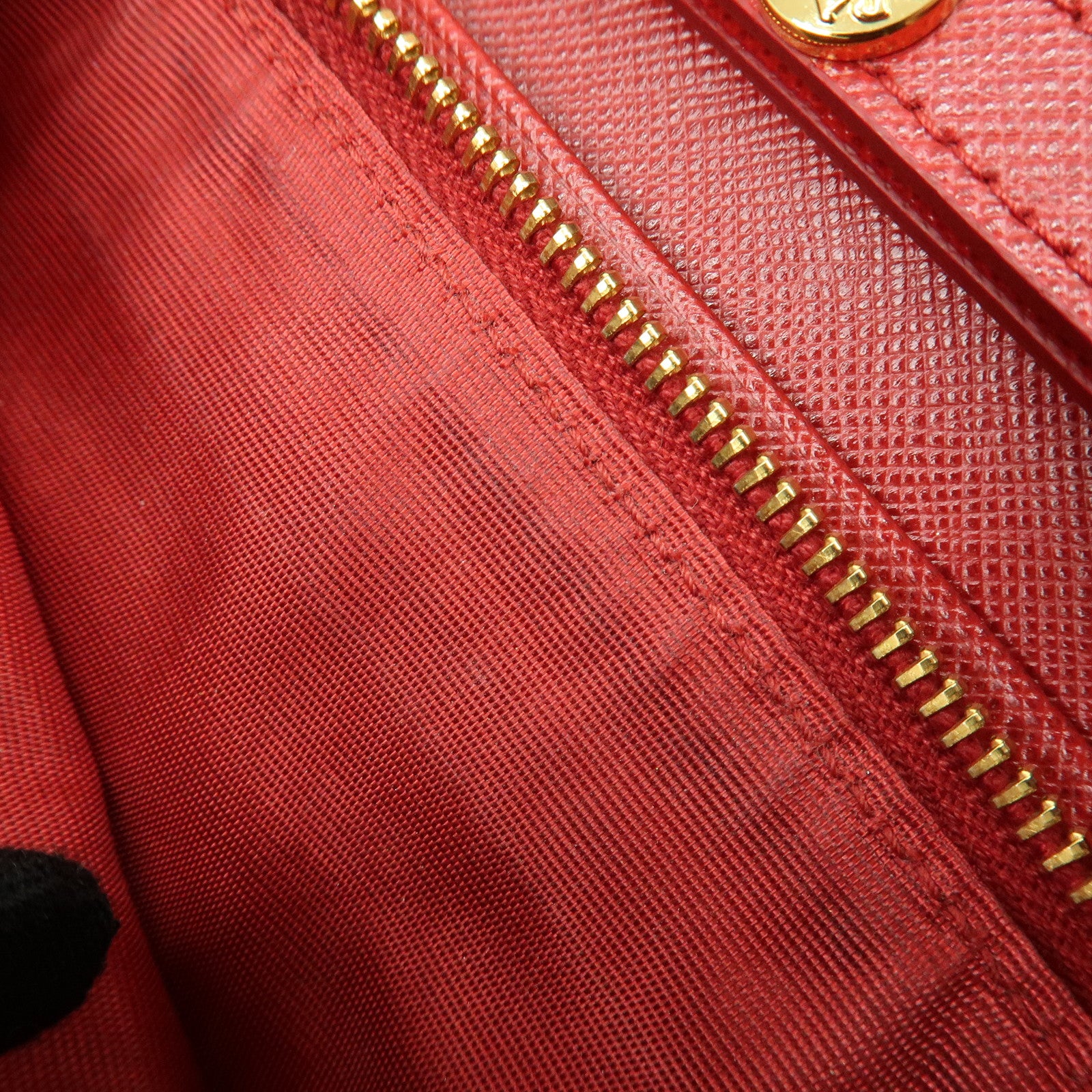 PRADA Saffiano Leather Chain Wallet Shoulder Bag Red 1M1290