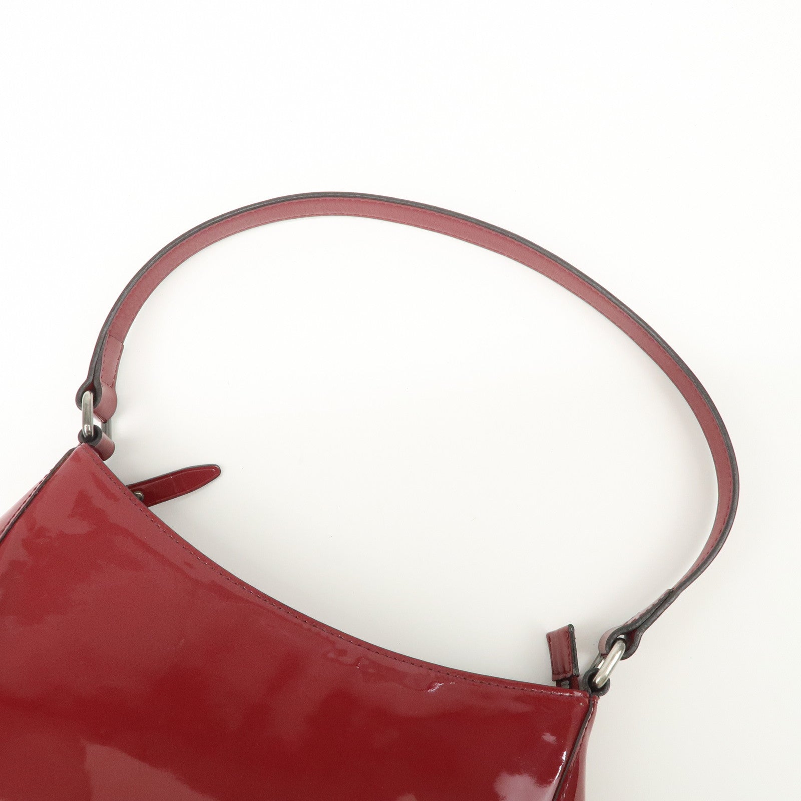 BURBERRY Patent Leather Shoulder Bag Hand Bag Red