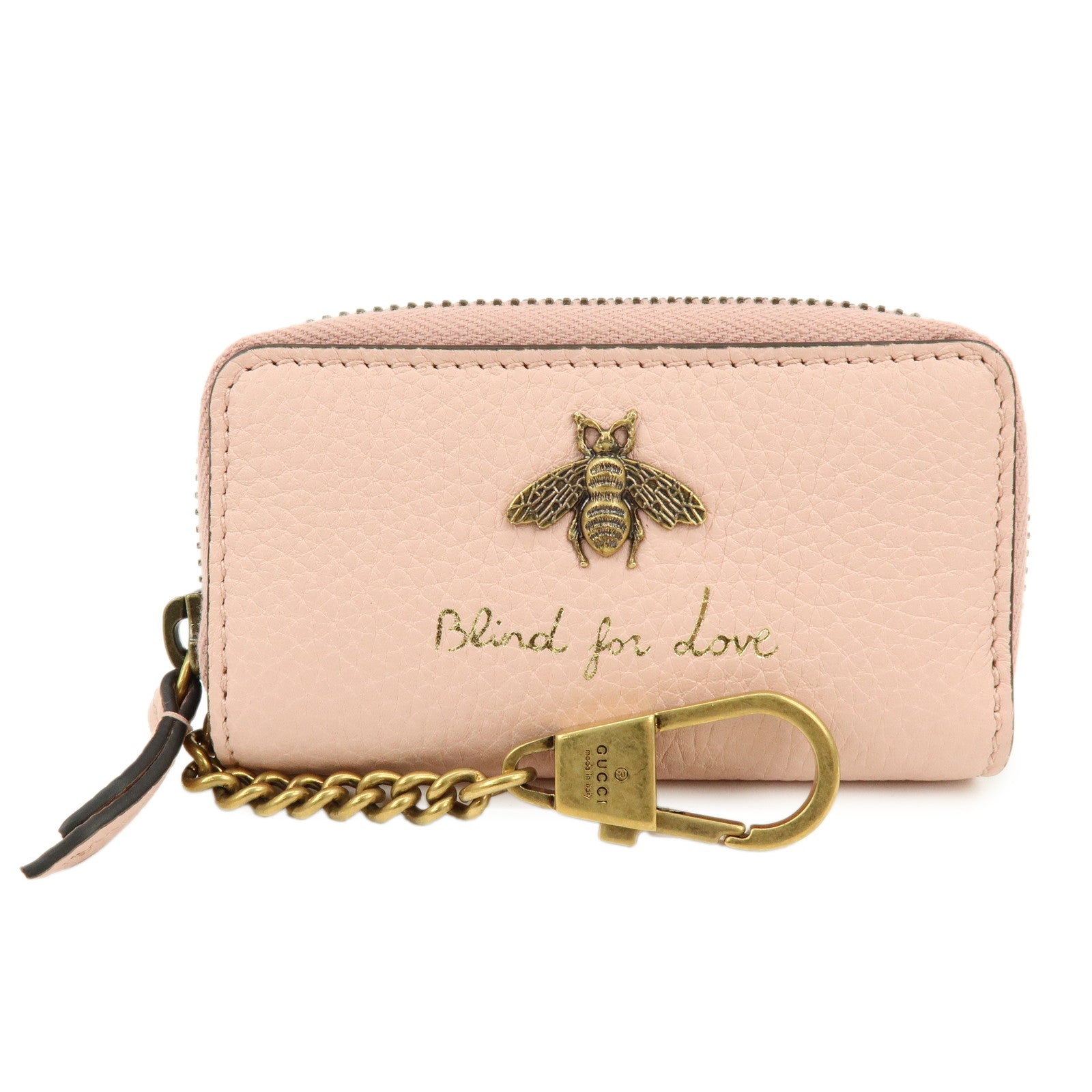 GUCCI Animalier Leather 6 Ring Key Case Key Holder Pink 498096