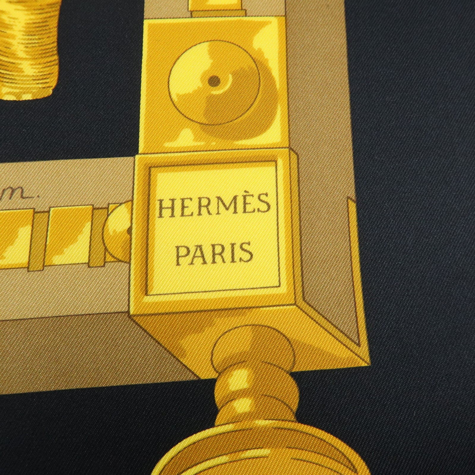 HERMES Carre 90 Silk 100% Scarf CUILLERS D'AFRIQUE Black Gold