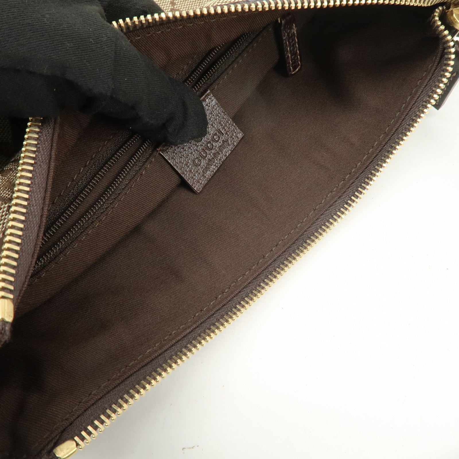 GUCCI GG Canvas Shoulder Bag Hand Bag Beige Brown 146244