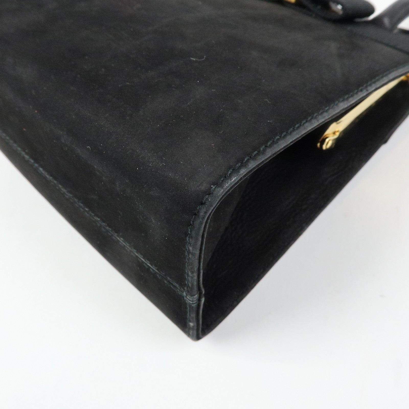 Ferragamo Varra Ribbon Suede Leather 2Way Bag Hand Bag Black