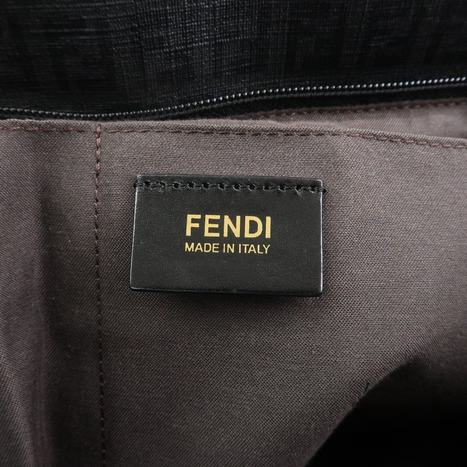 FENDI Zucchino PVC Leather Tote Bag Shoulder Bag Black 8BH215