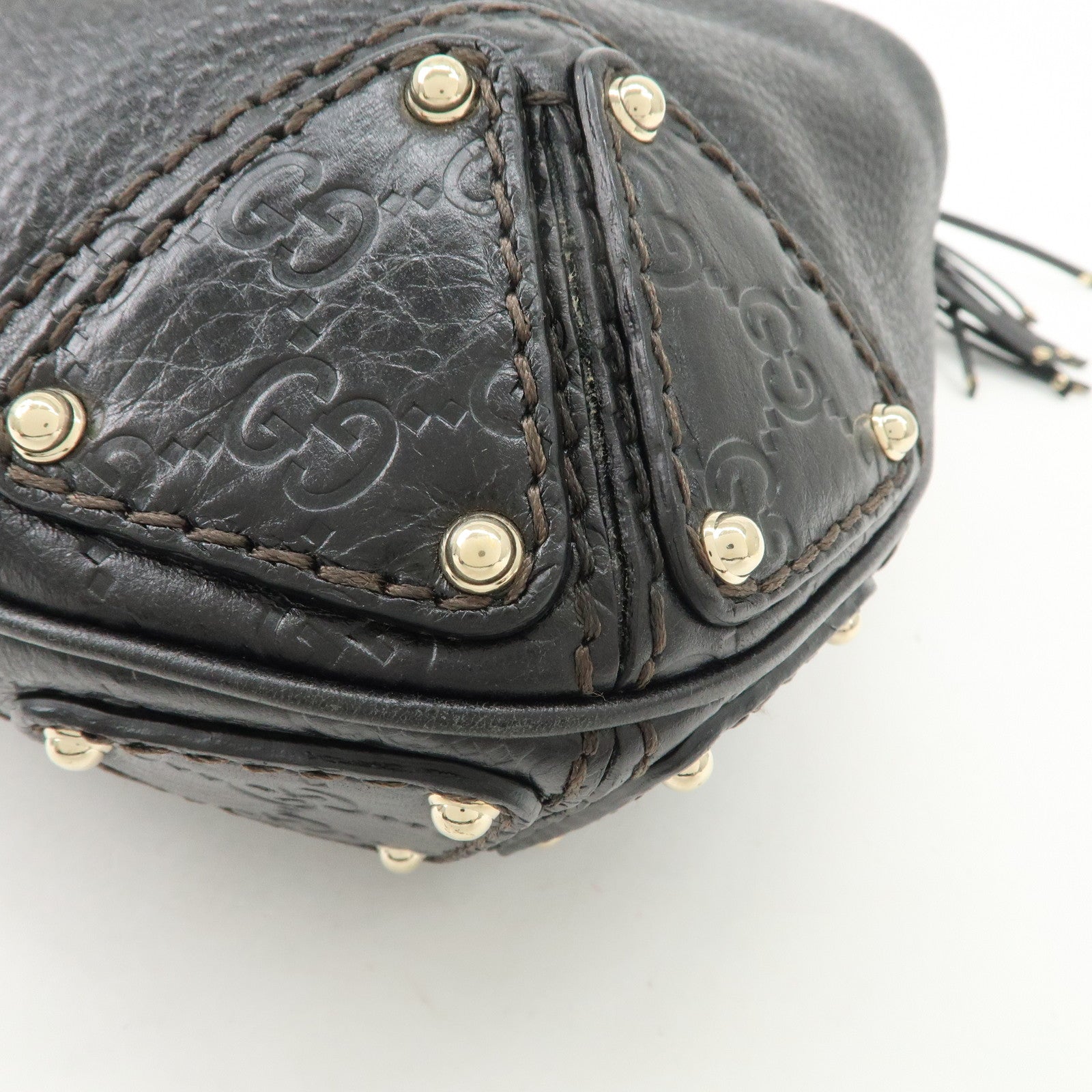 GUCCI Guccissima Leather 2Way Shoulder Bag Black 185566