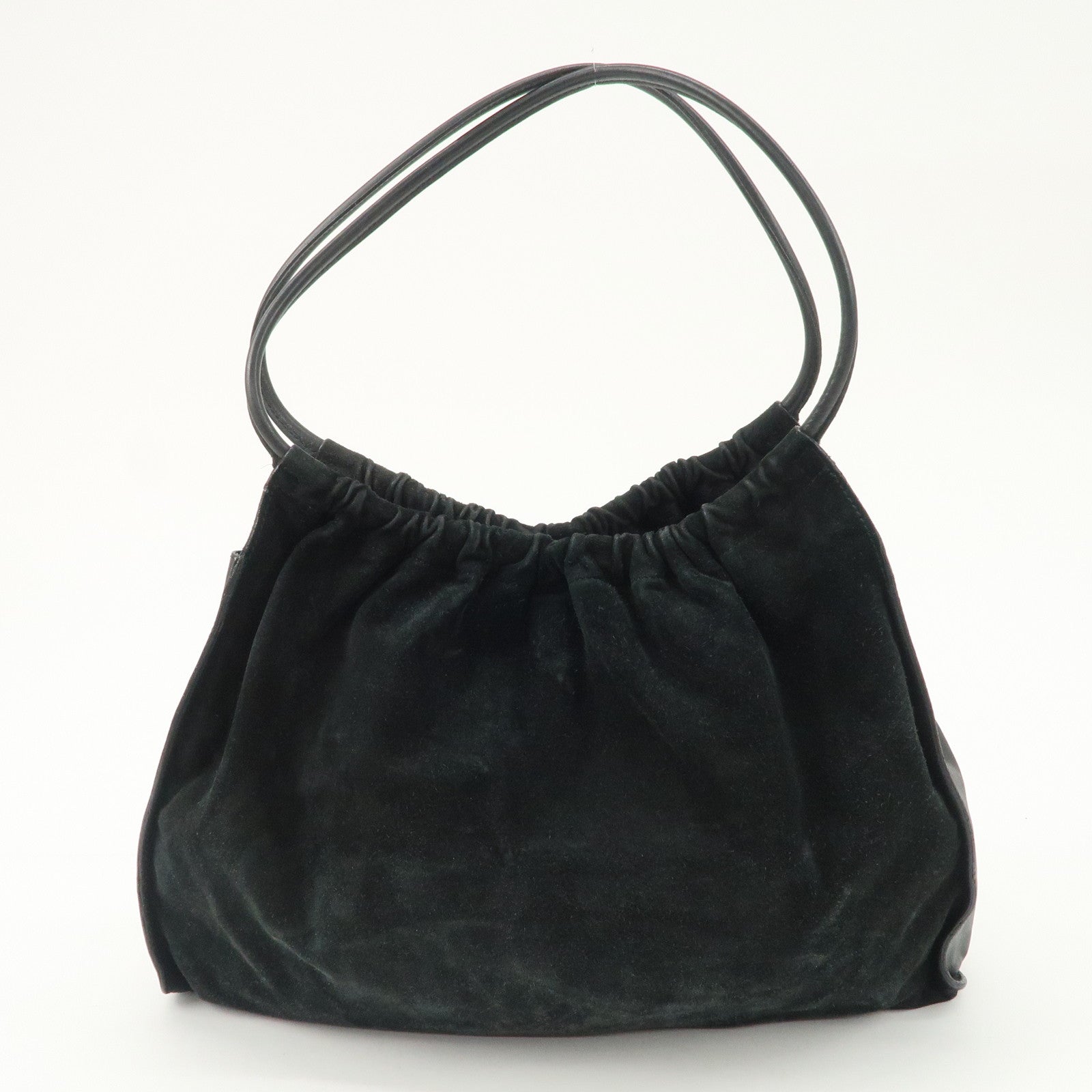 GUCCI Suede Leather Shoulder Bag Tote Bag Black 001.4332 Used