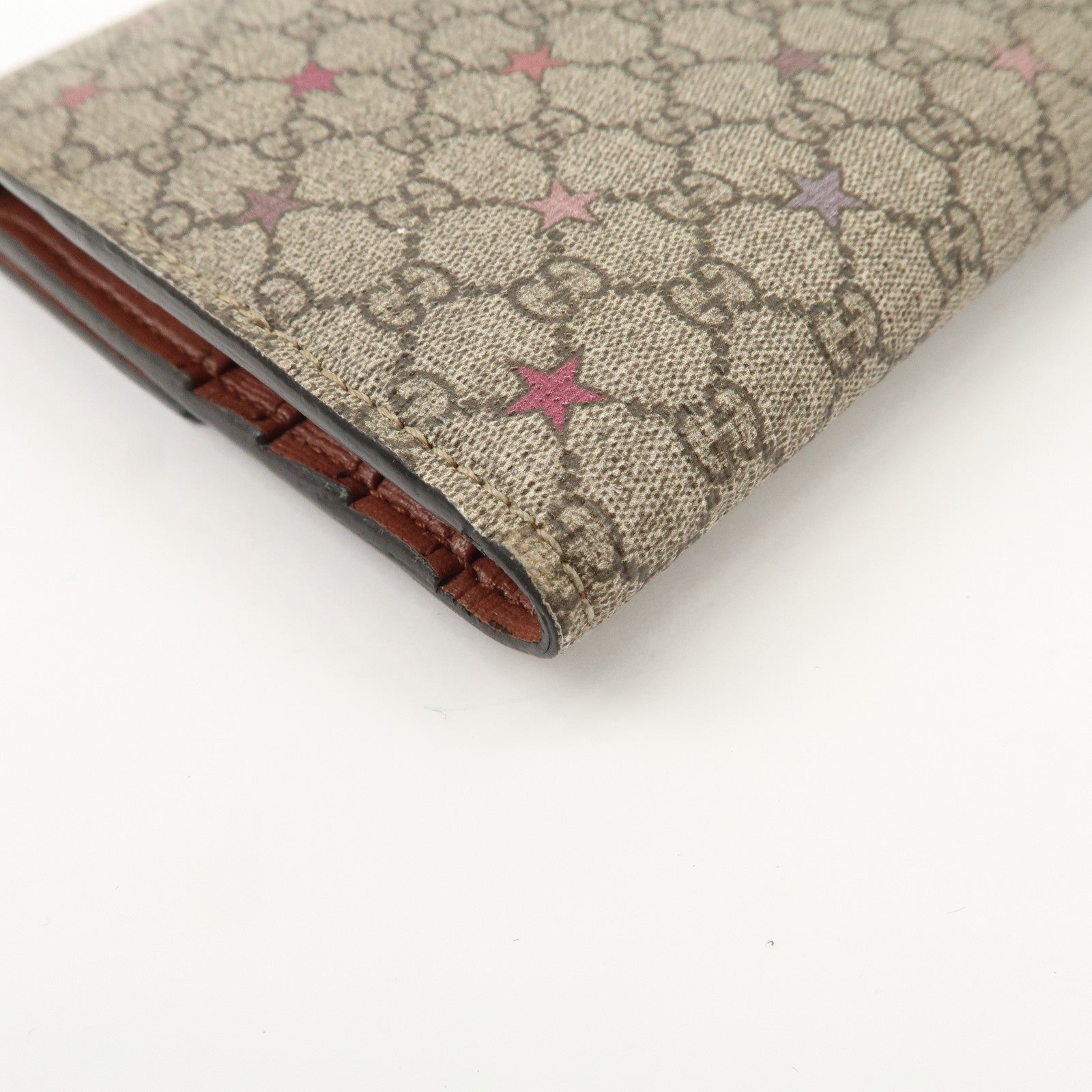 GUCCI Interlocking G GG Supreme Star Tri-Fold Compact Wallet 212106 Used