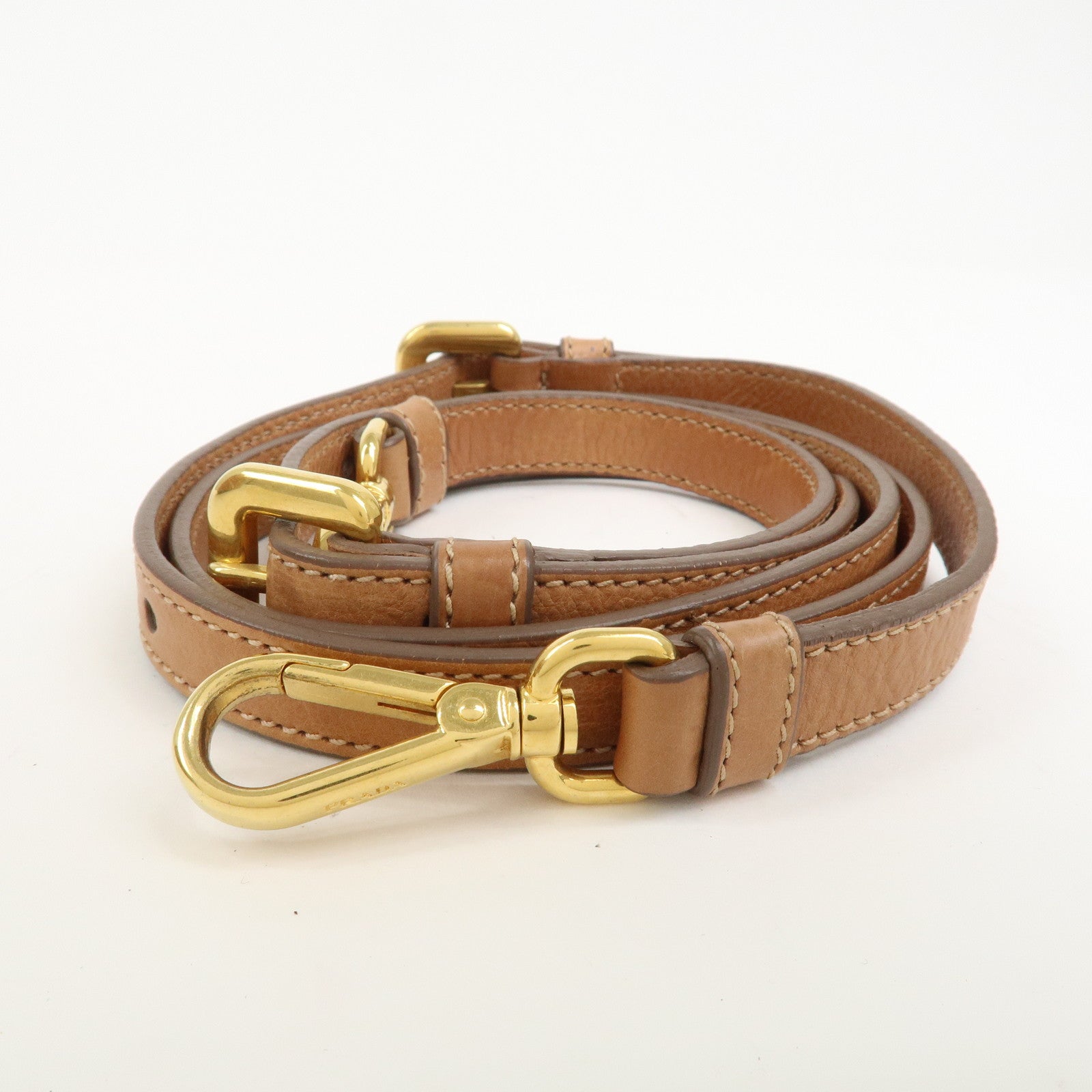 PRADA Ribbon Leather 2WAY Bag Hand Bag Shoulder Bag Brown BN2245