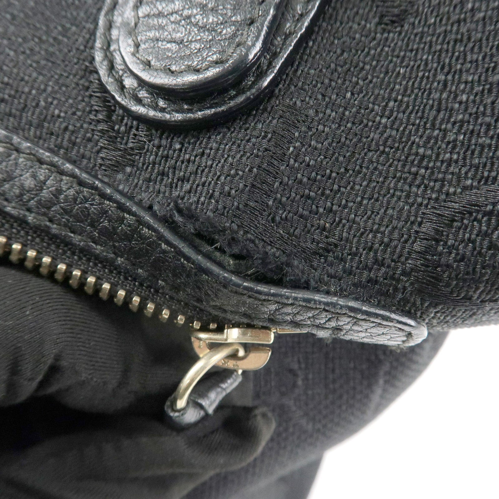 BVLGARI Logo Mania Leather Canvas Tote Bag Hand Bag Black Used