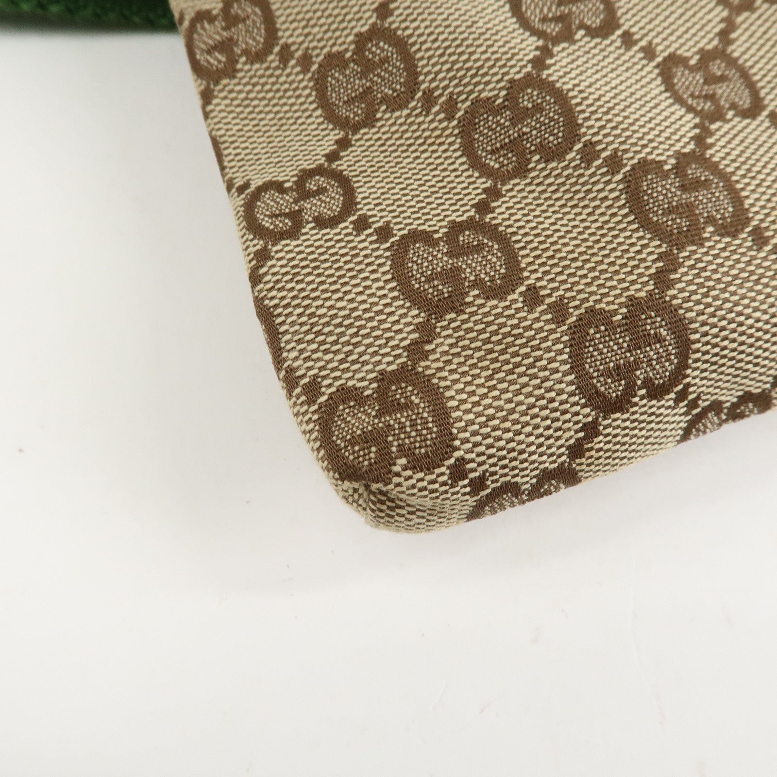 GUCCI GG Canvas Leather Waist Bag Crossbody Bag Beige Green 28566 Used