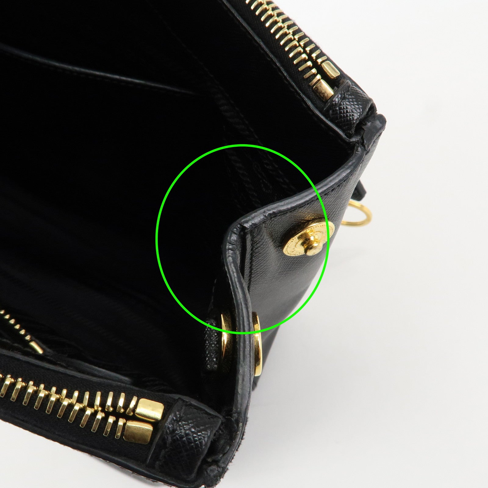 PRADA Triangle Logo Saffiano Leather 2WAY Hand Bag Black BN1801 Used