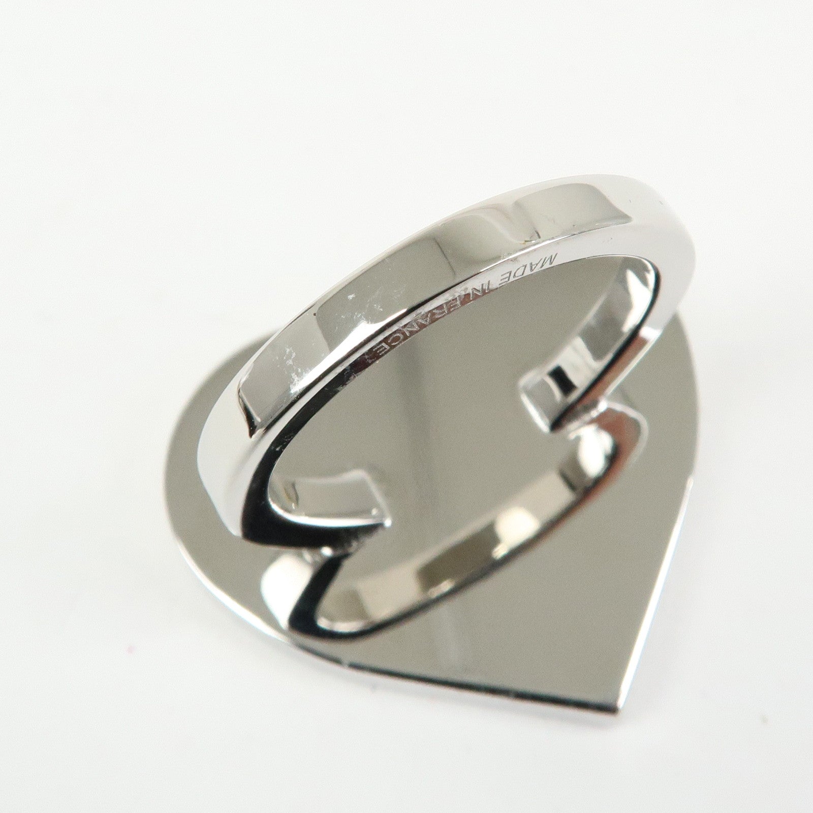 HERMES Coeur Laque Lacquered Heart Metal Scarf Ring Red Silver