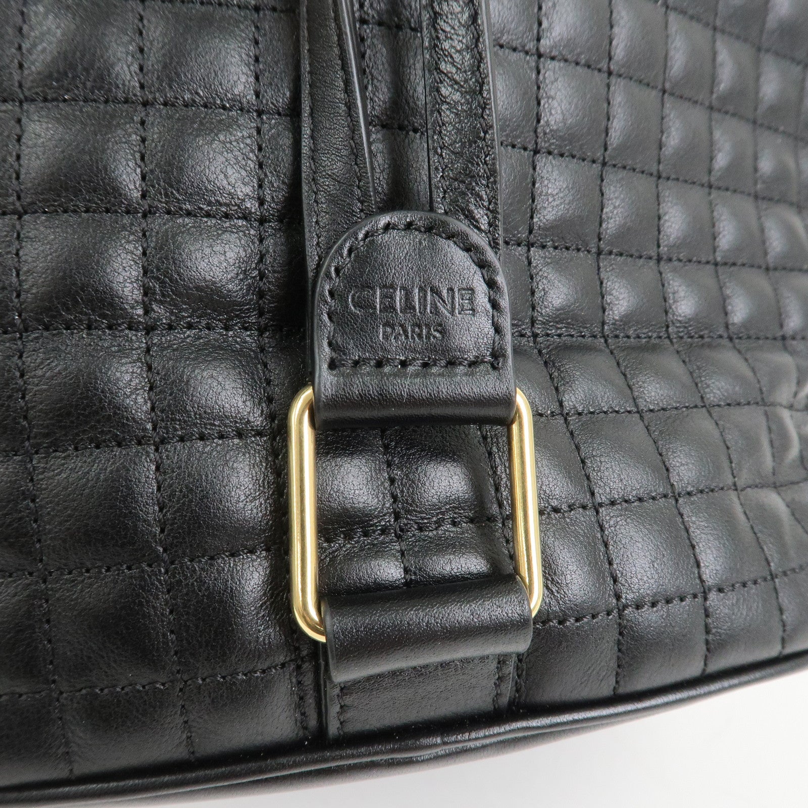 CELINE Quilted Leather Backpack Rucksack Shoulder Bag Black