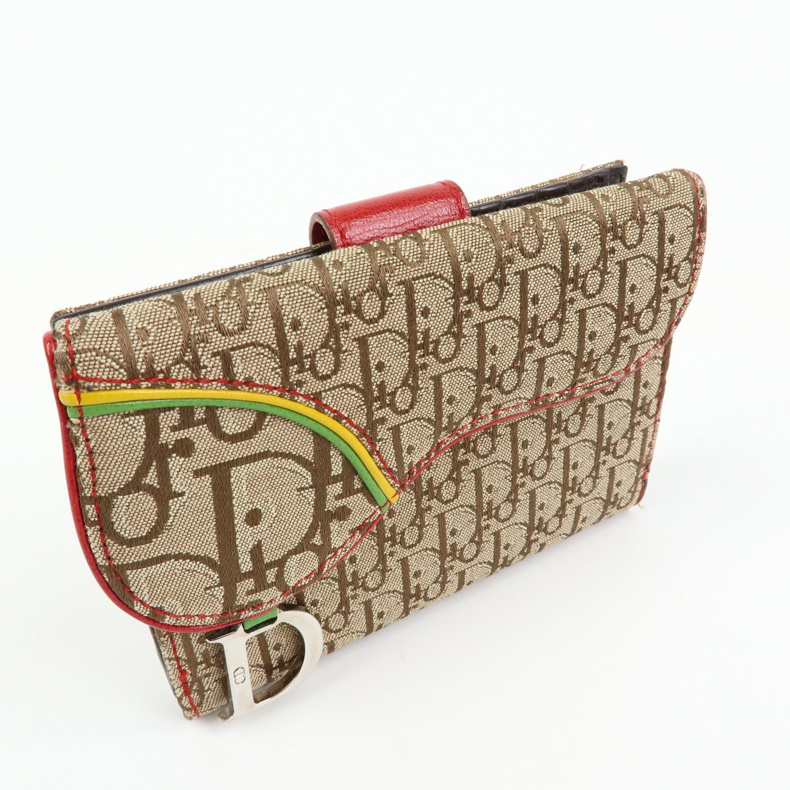 Christian Dior Rasta Trotter Saddle Jacquard Canvas Compact Wallet
