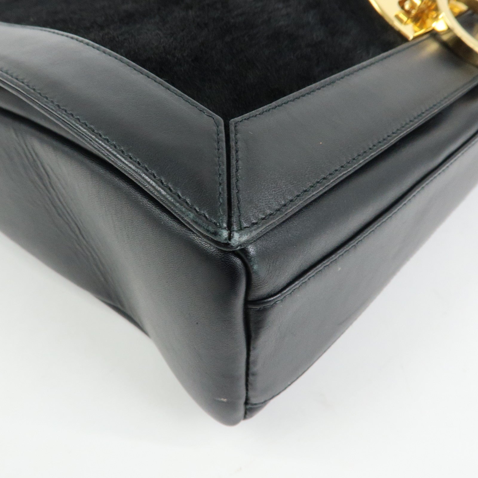 Ferragamo Gancini Calf Hair Leather Shoulder Crossbody Bag Black