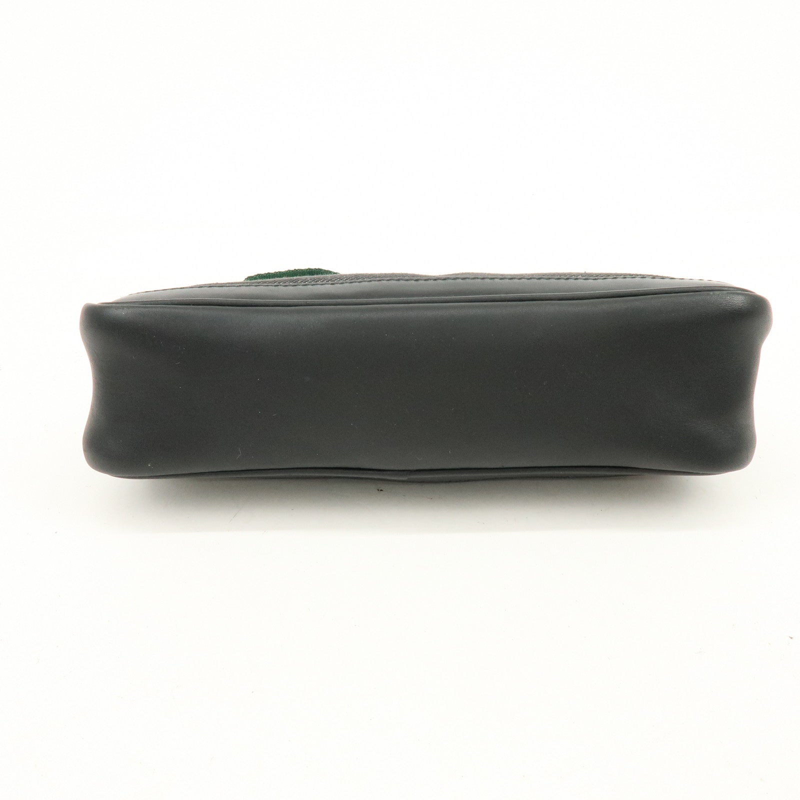 GUCCI Sherry Denim Leather Accessory Pouch Hand Bag Black 92820