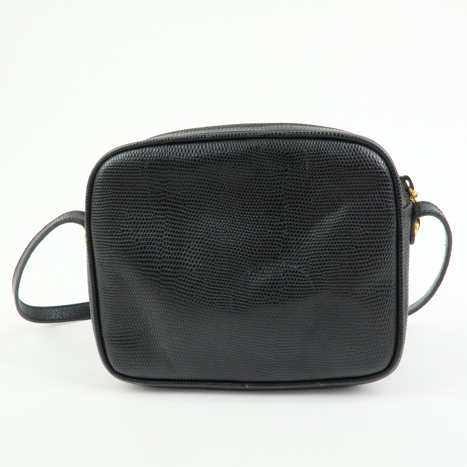 Ferragamo Varra Embossed Leather Shoulder Bag Crossbody Bag Black