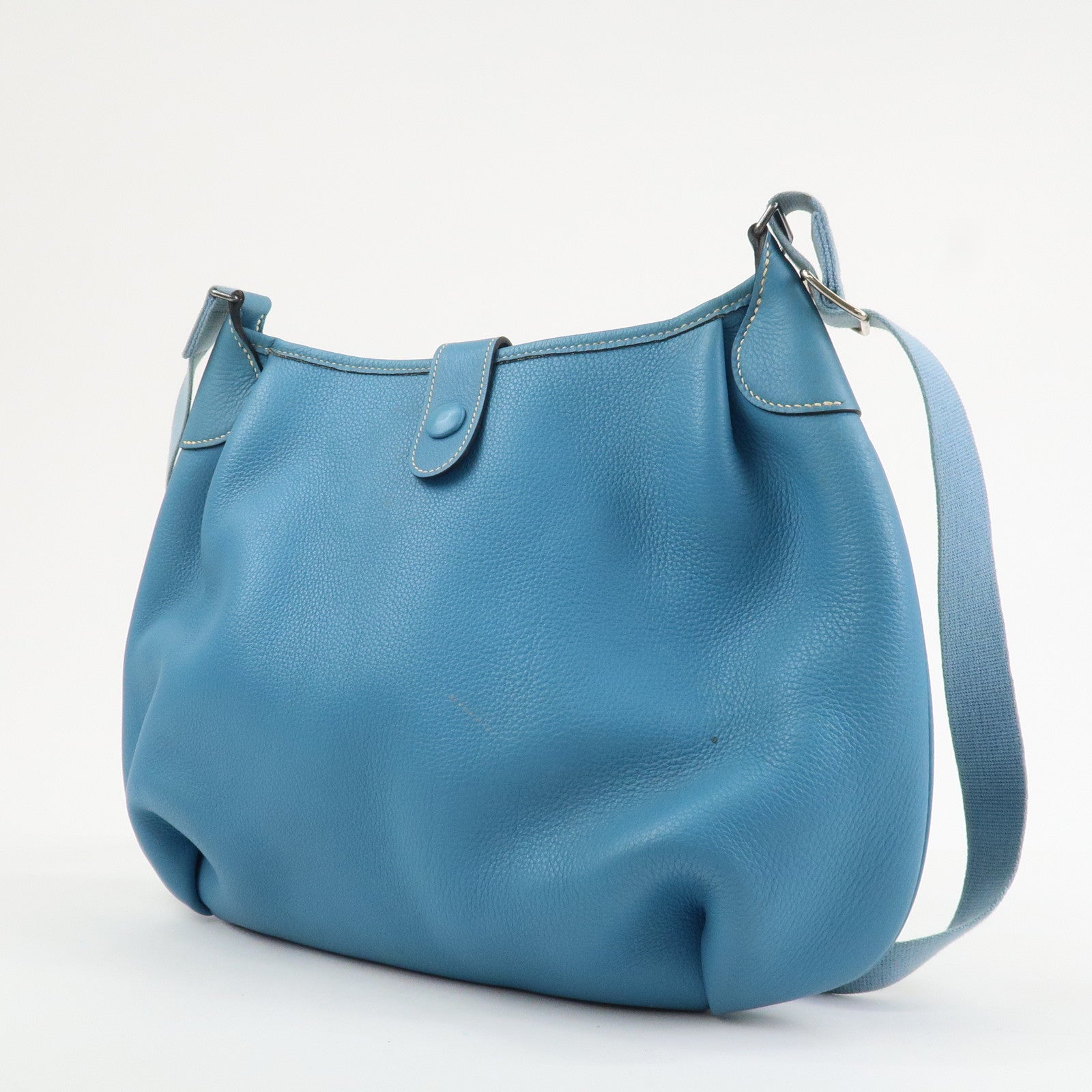 HERMES Leather Rodeo Du Shoulder Bag H Logo Light Blue
