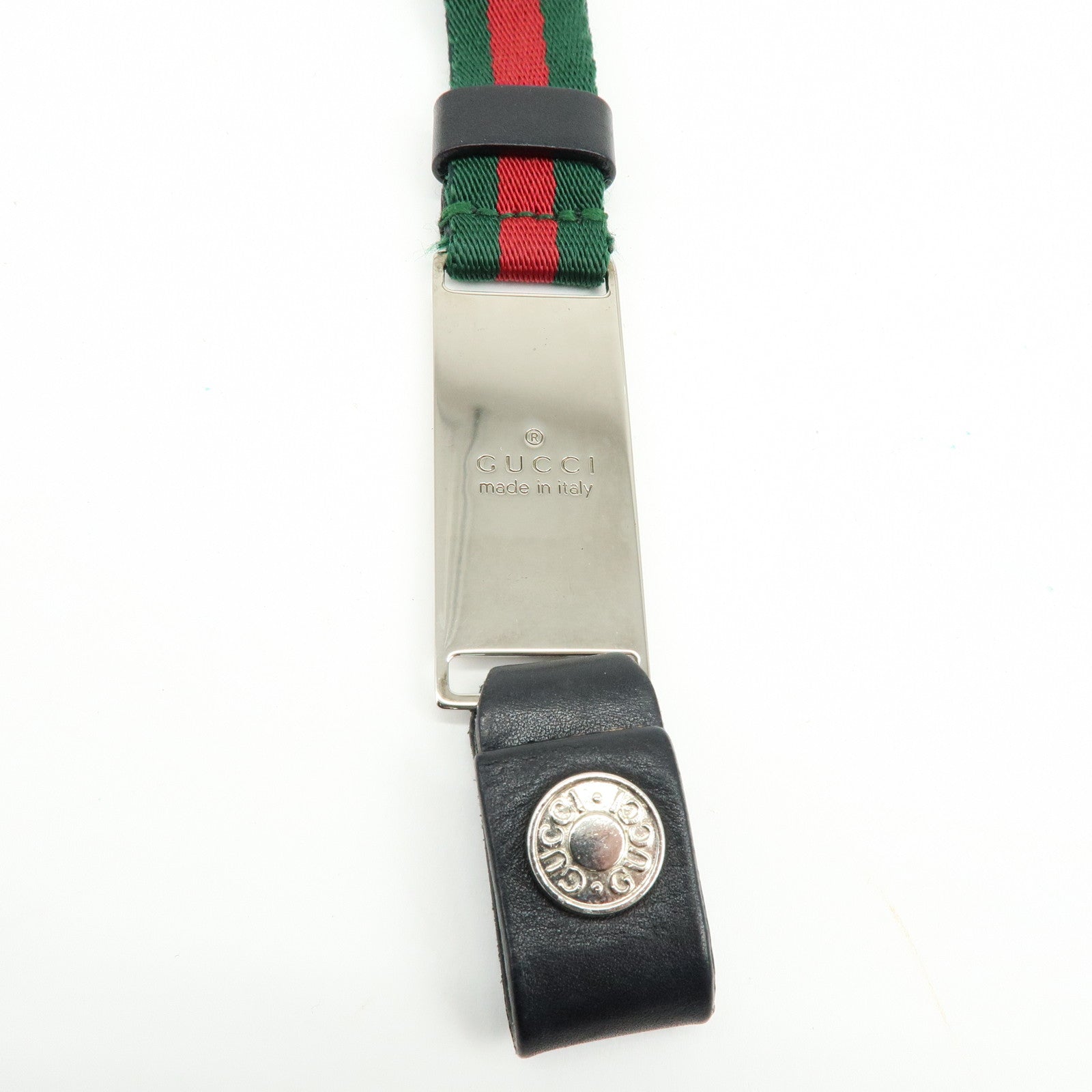 GUCCI Sherry Metal Leather Bag Charm Key Holder Black 039 2194 1089