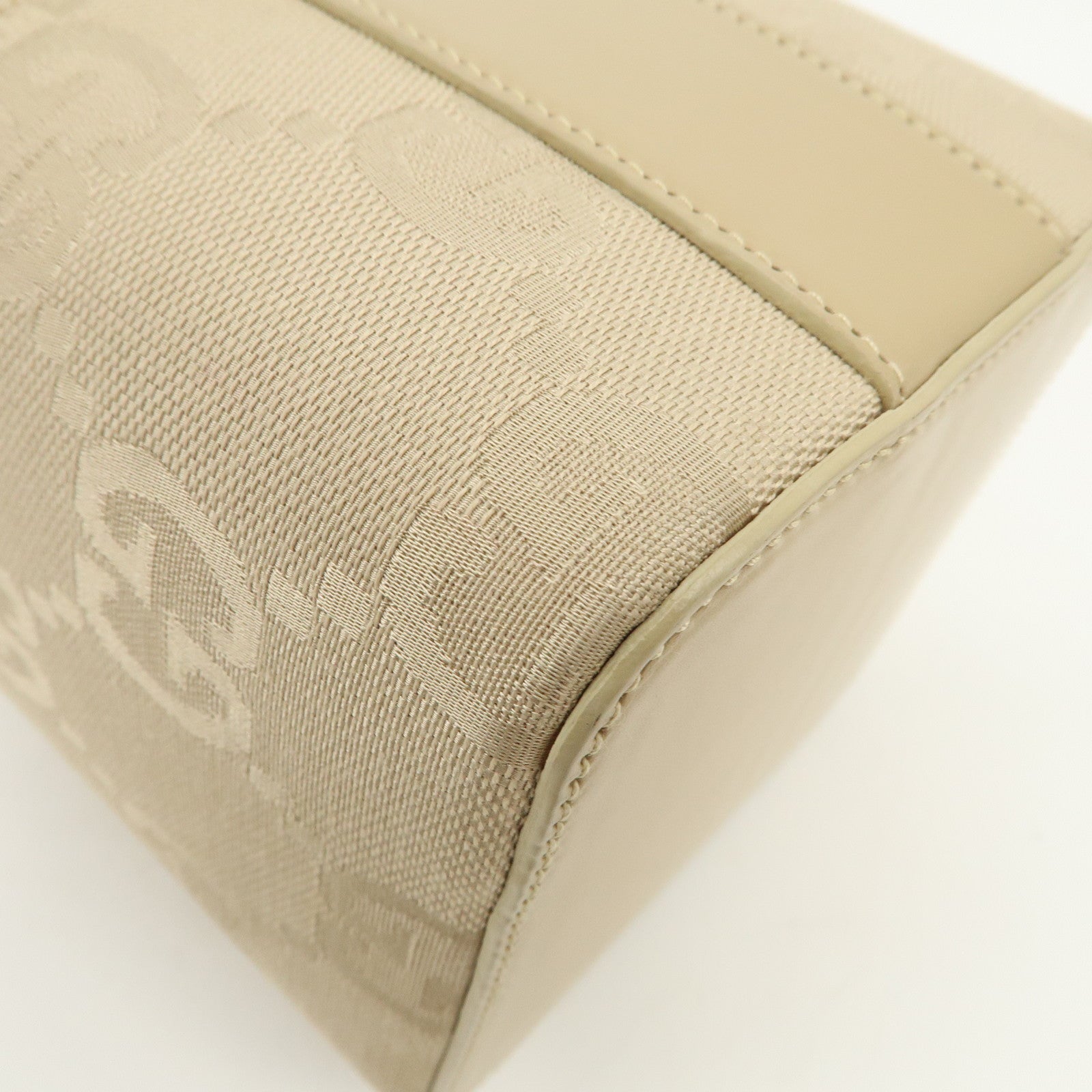 GUCCI GG Canvas Leather Vanity Bag Hand Bag Light Beige 039.1052
