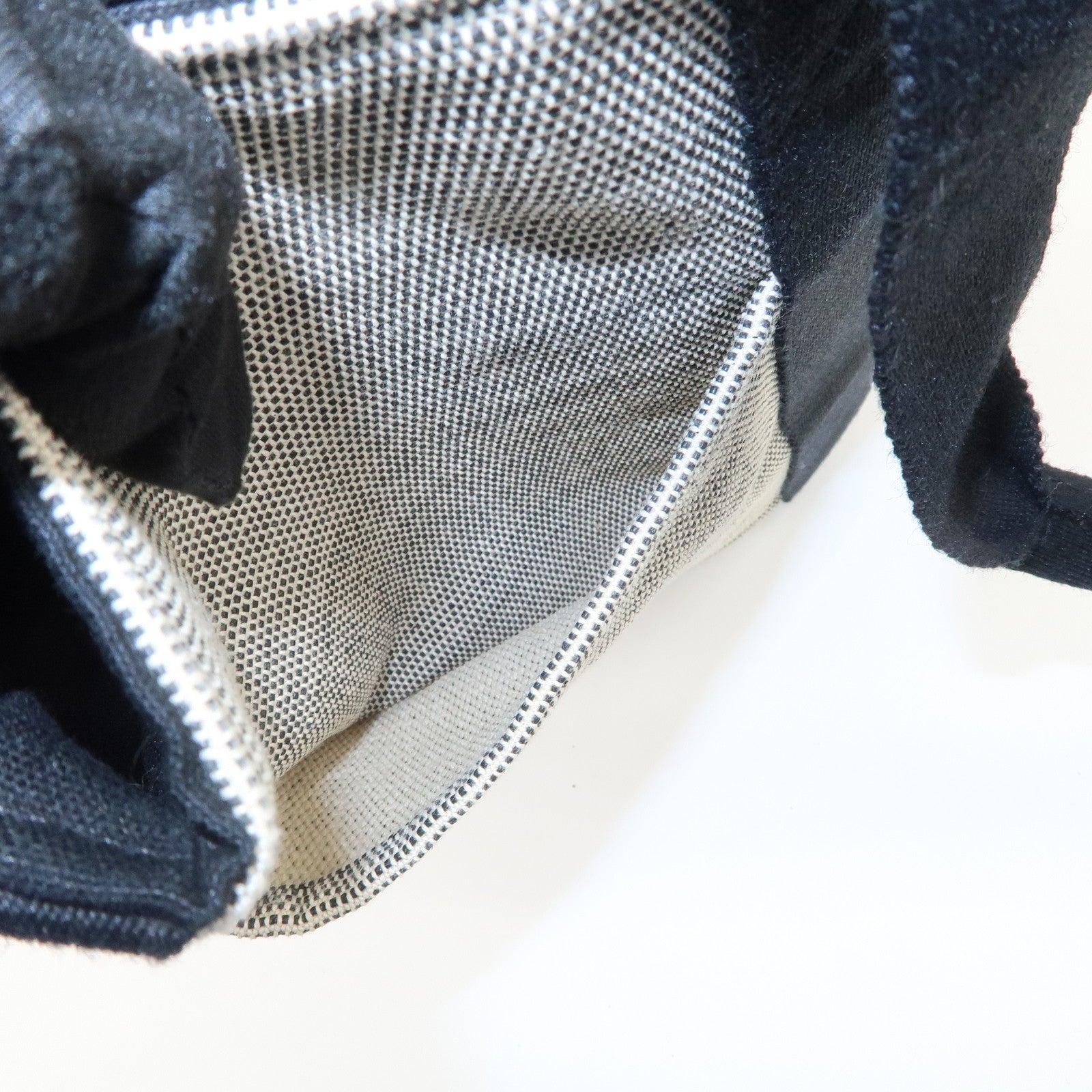 HERMES Saxo MM Toile H Hand Bag Bucket Bag Ivory Black