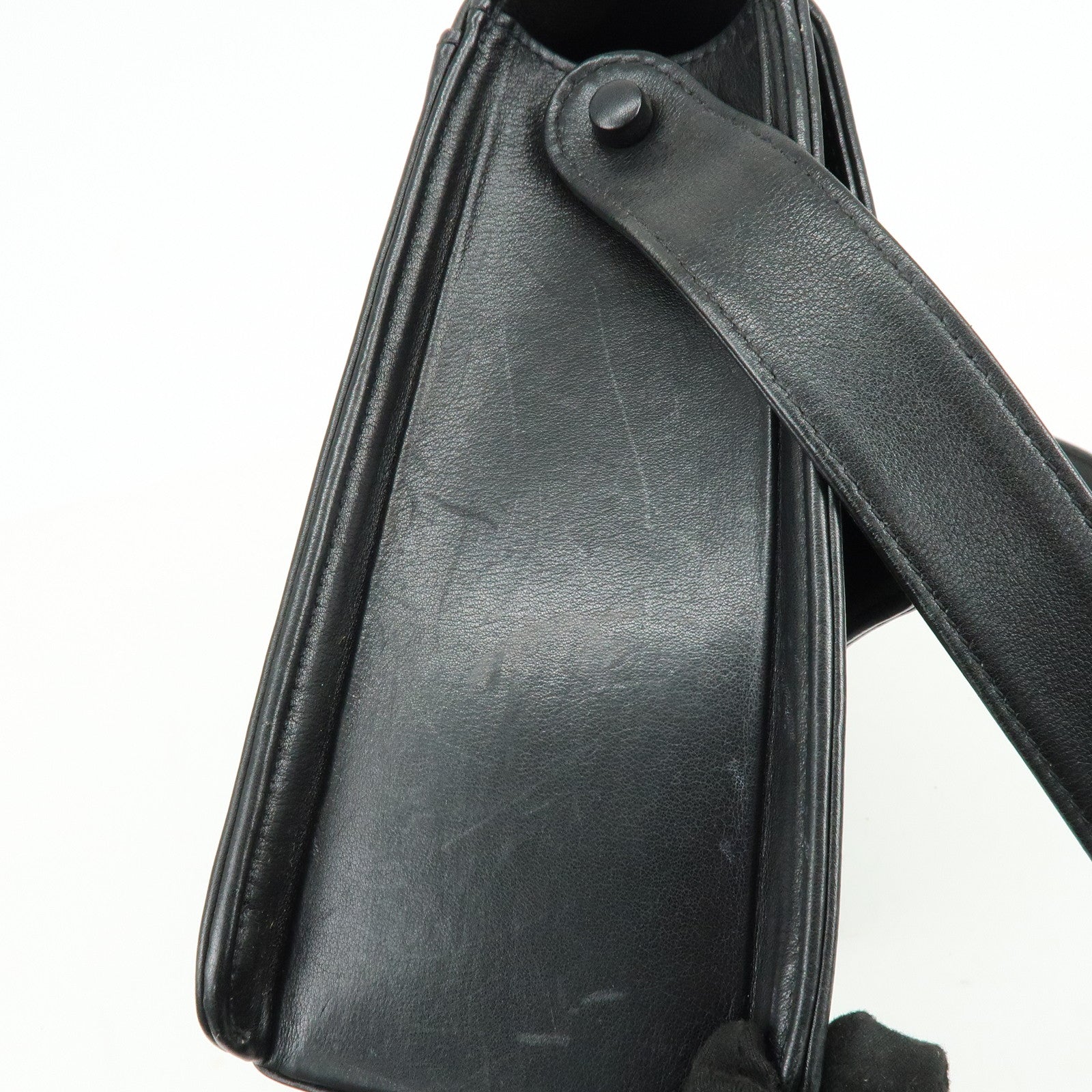 CHANEL Calf Leather Shoulder Bag Black