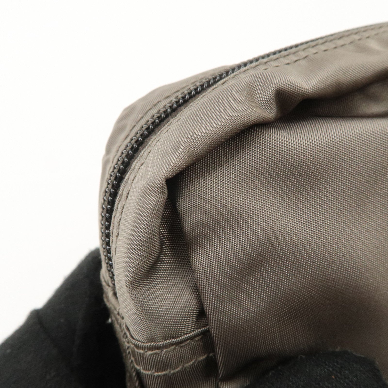 PRADA Set of 2 Leather Nylon Pouch Cosmetic Pouch Gray Khaki Used