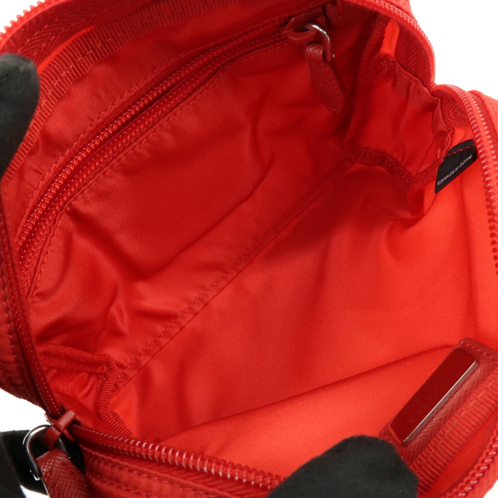 PRADA Triangle Logo Nylon Pouch Cosmetic Pouch Red