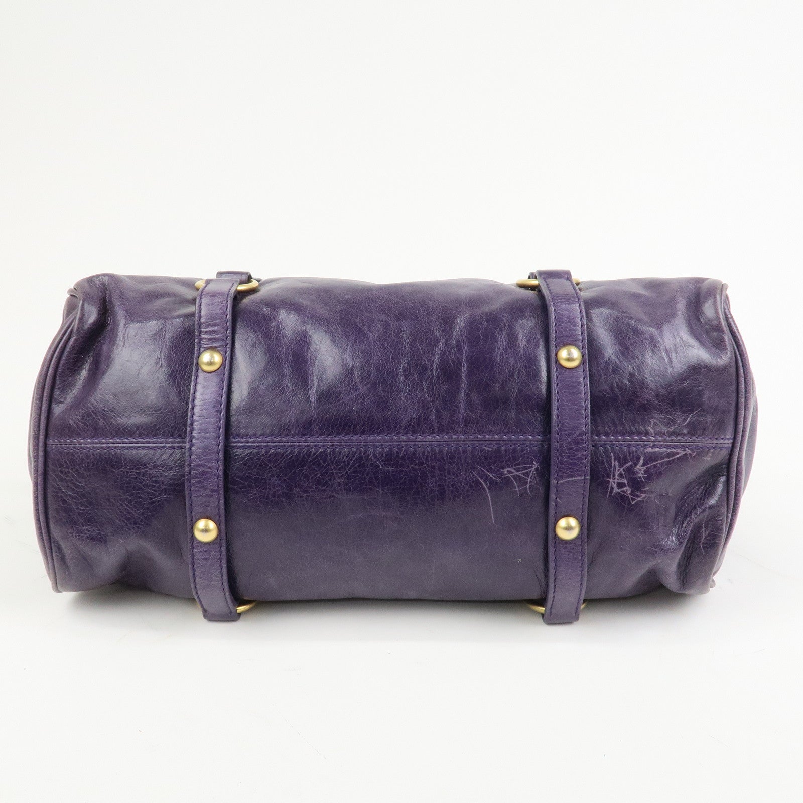 MIU MIU Logo Leather 2Way Bag Hand Bag Shoulder Bag Purple