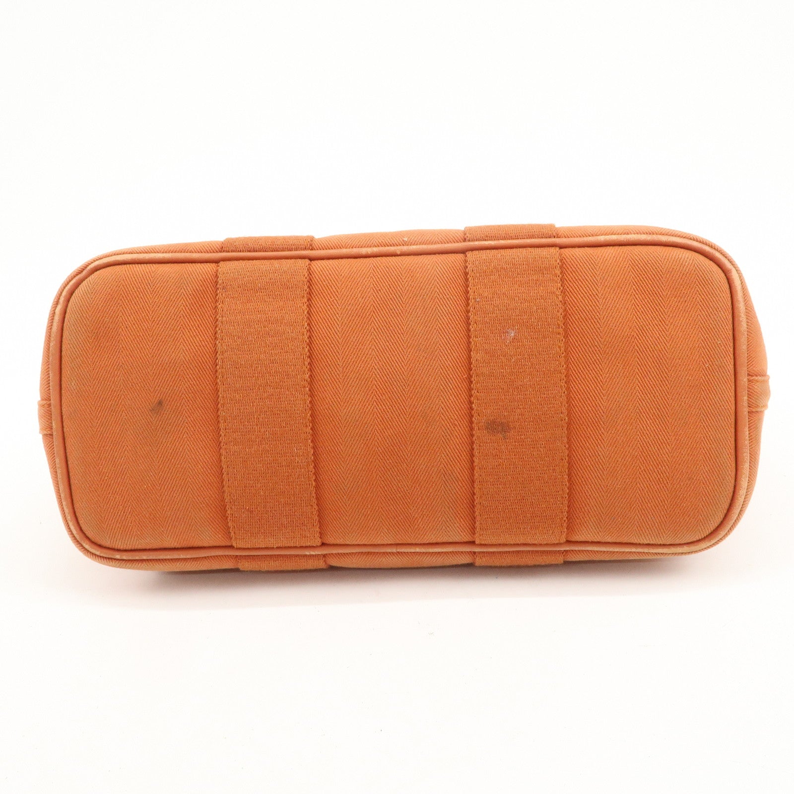 HERMES Valparaiso PM Toile Ash Leather Tote Bag Orange