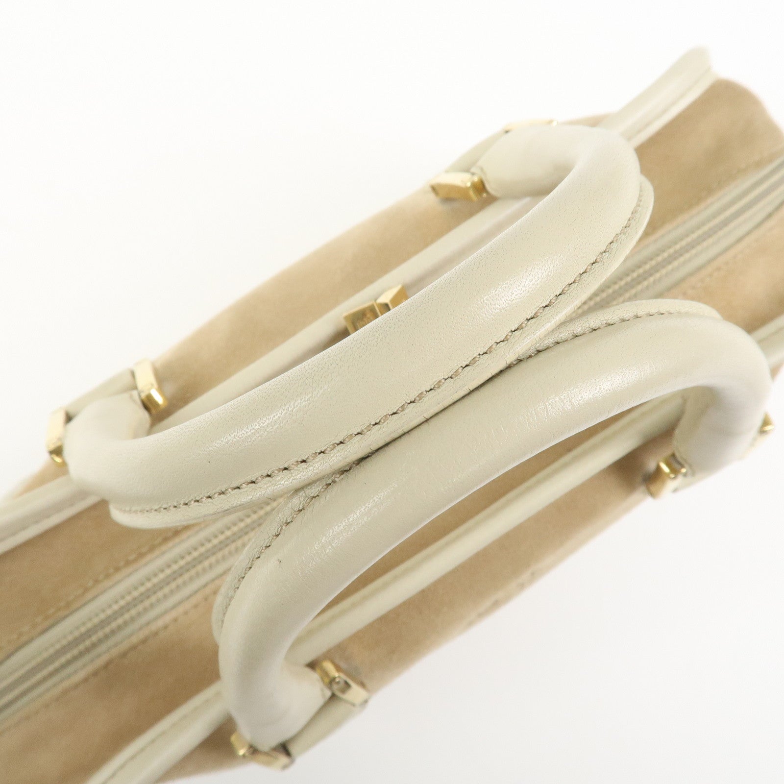 LOEWE Anagram Amazona 28 Suede Leather Hand Bag Beige Ivory