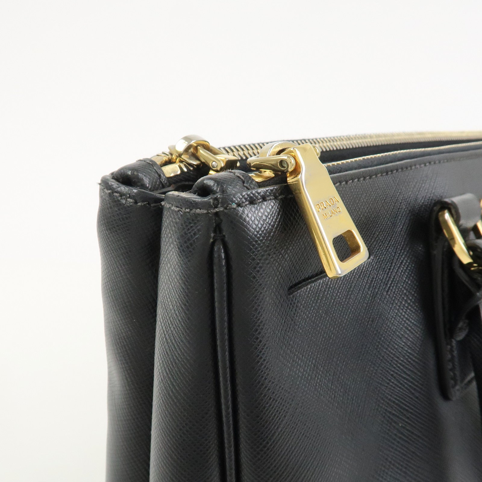 PRADA Galleria Triangle Logo Saffiano Leather 2Way Bag Black BN2274