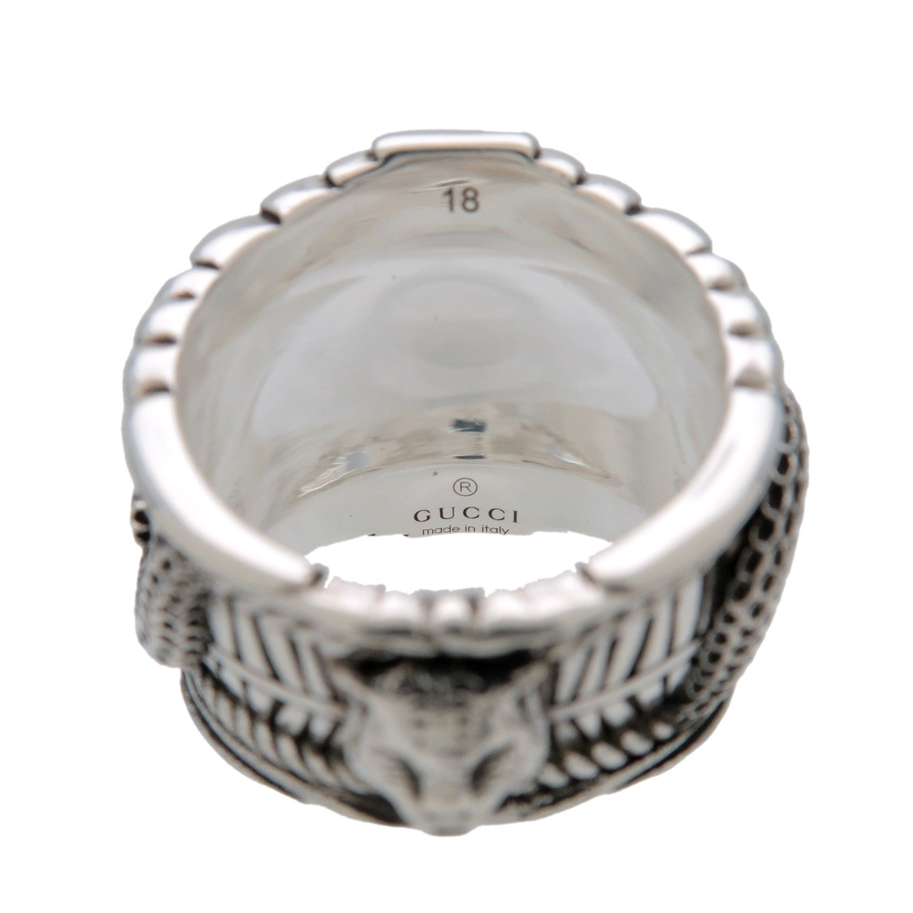 GUCCI Interlocking G Garden Snake Tiger Head Ring SV925 #18 499007