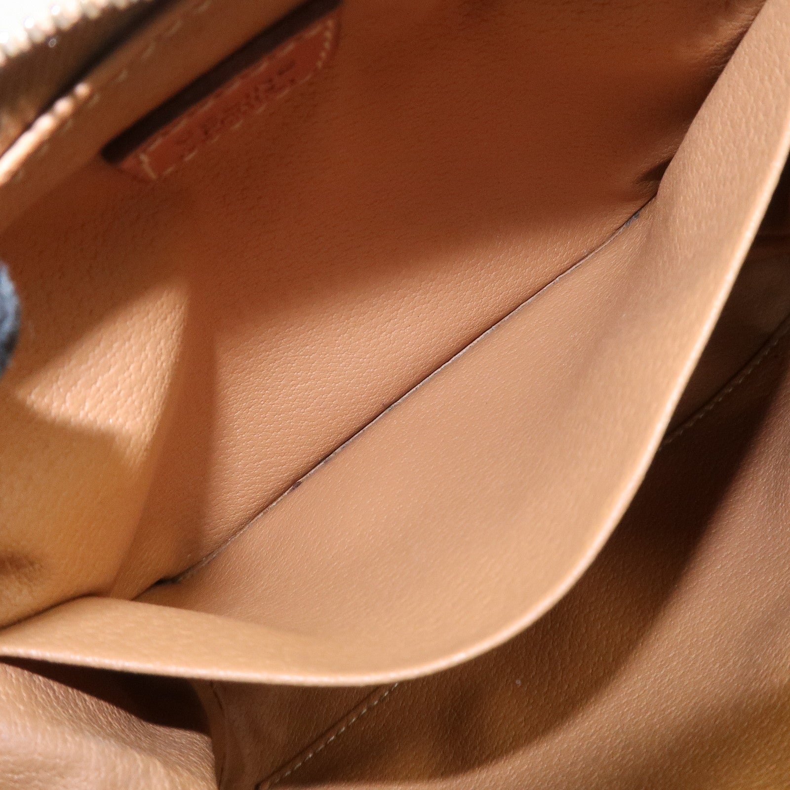 CELINE Macadam PVC Canvas Leather Cosmetic Pouch Brown