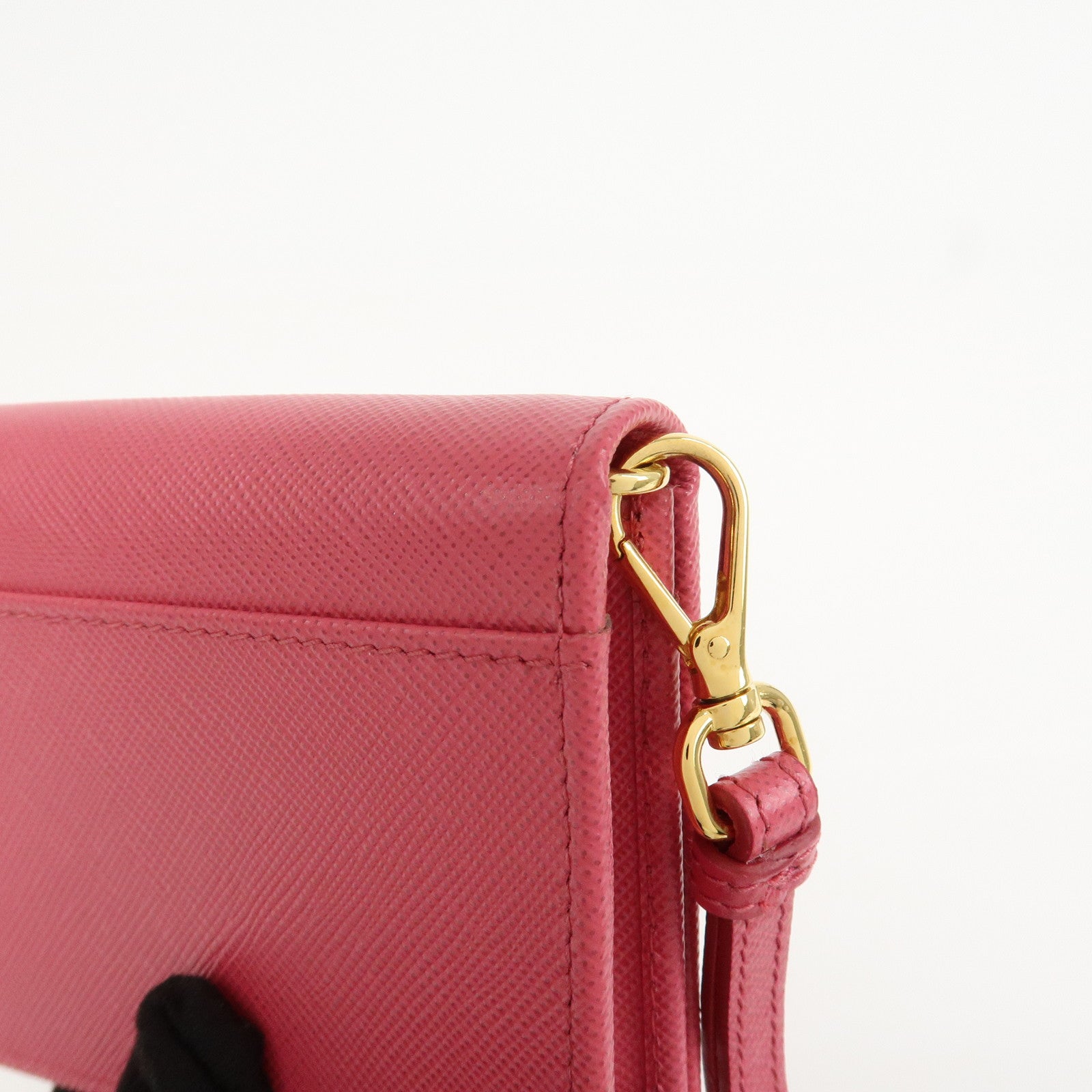 PRADA Saffiano Leather Logo Card Case Card Holder Pink 1M1439