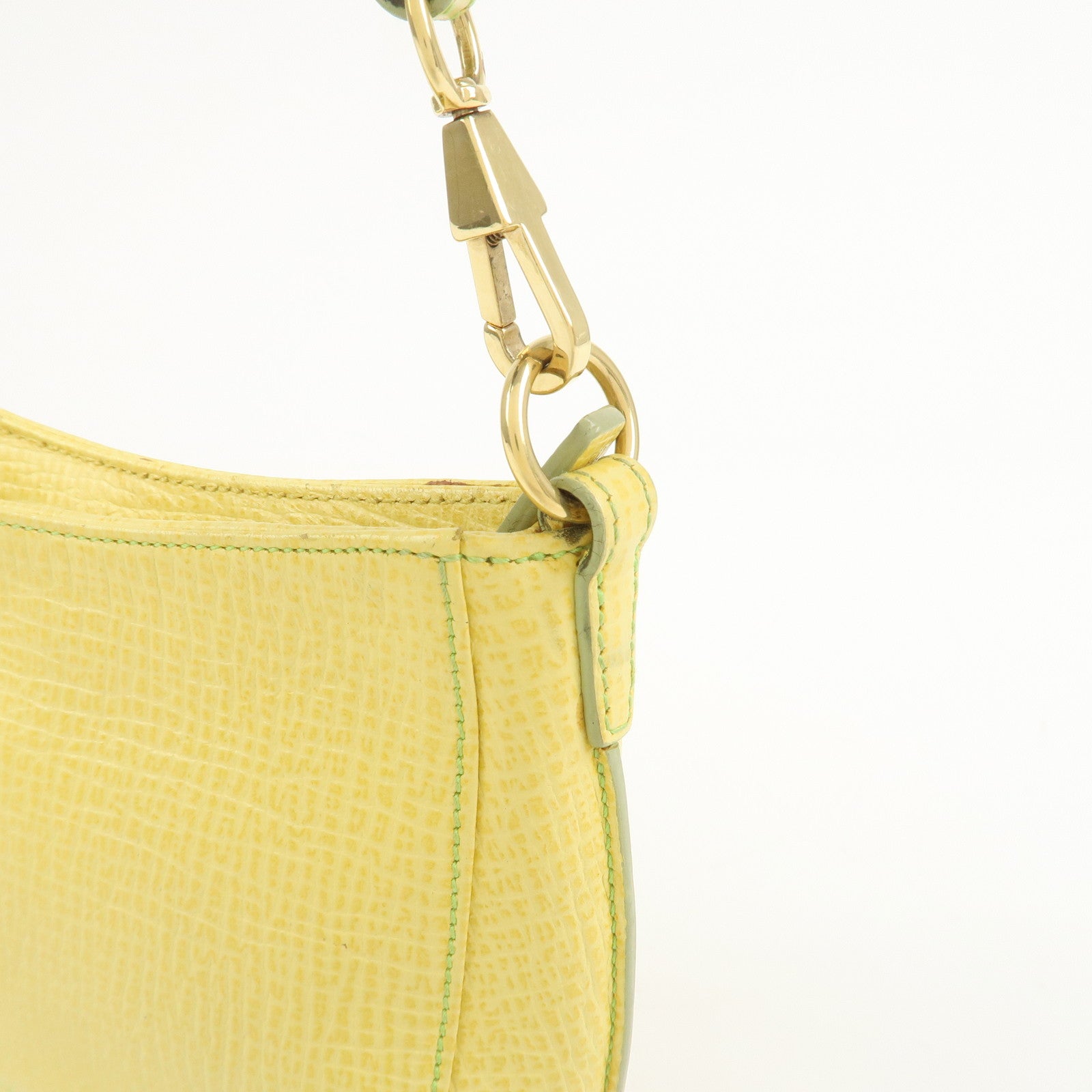 LOEWE Embossed Leather Hand Bag Shoulder Bag Yellow L21