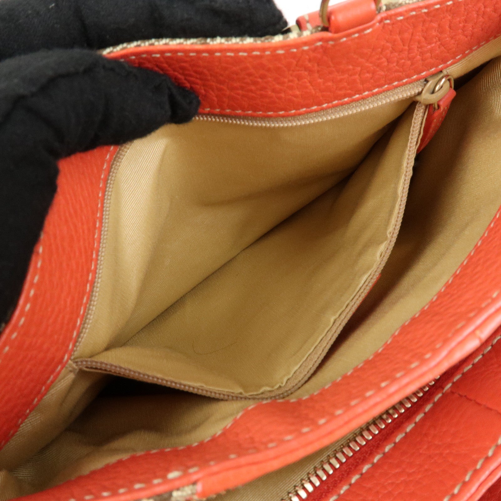 BVLGARI Logomania Canvas Leather 2Way Hand Shoulder Bag Brown Coral