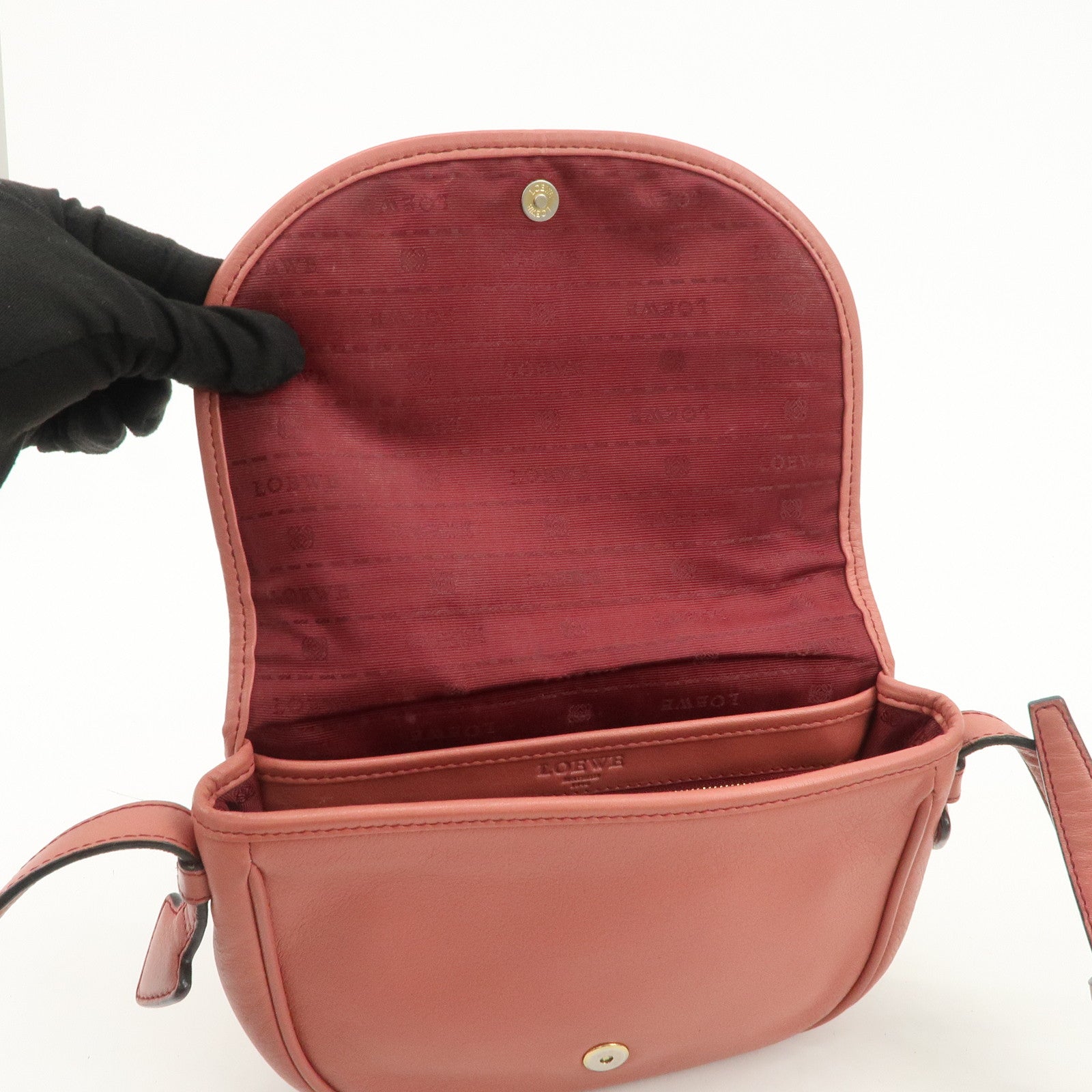 LOEWE Heritage Leather Shoulder Bag Crossbody Bag Pink