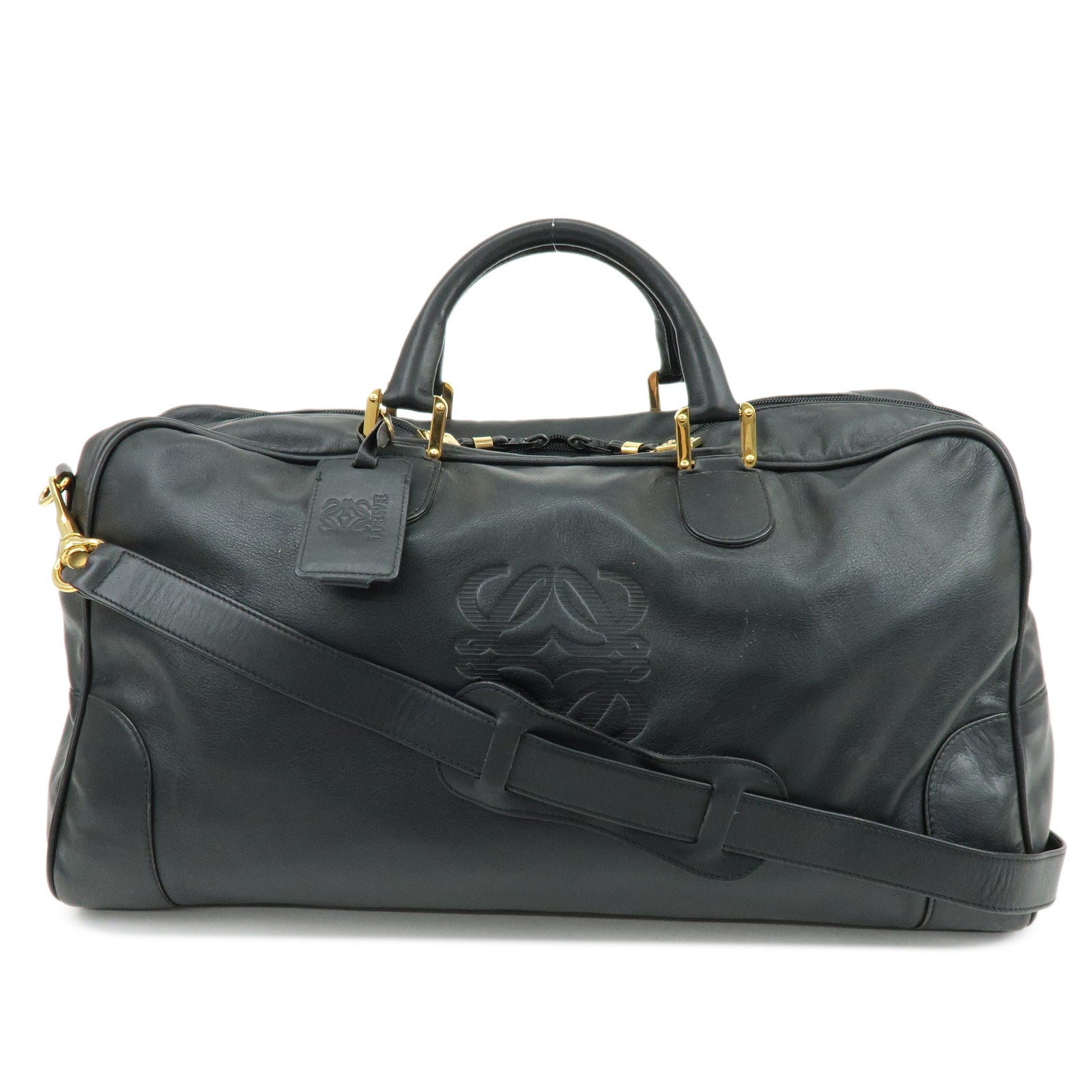 LOEWE Anagram Calf Leather 2Way Bag Boston Bag Black