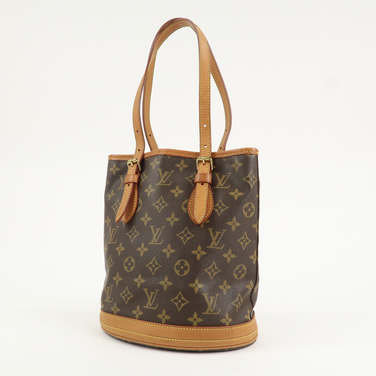 Louis Vuitton Monogram Canvas Bucket PM Hand Bag Brown M42238