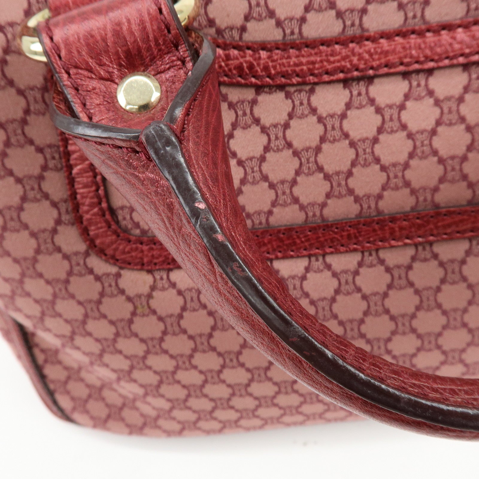 CELINE Macadam Boogie Bag Canvas Leather Hand Bag Tote Bag Pink