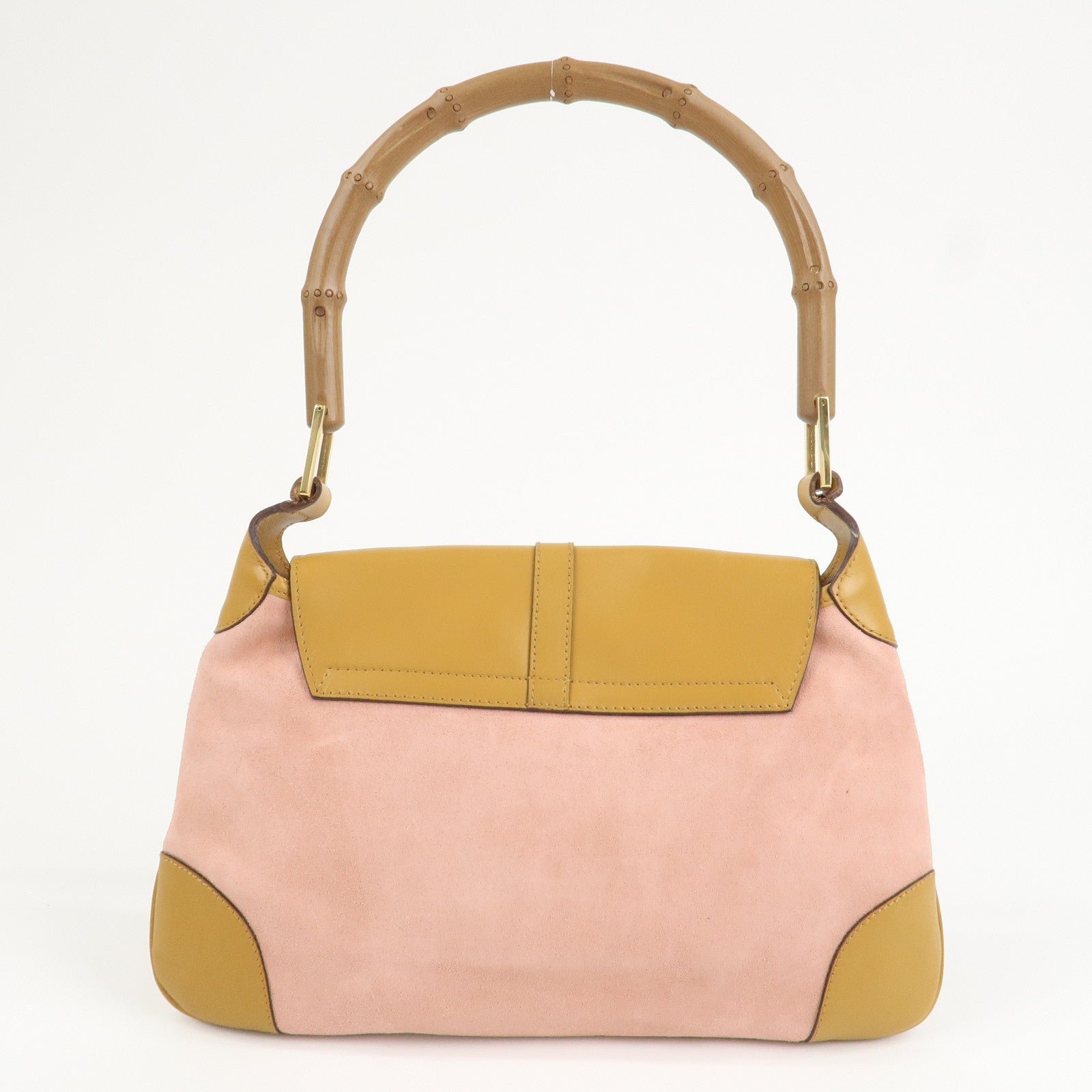 GUCCI Bamboo Suede Leather Shoulder Bag Hand Bag Pink 001.4096