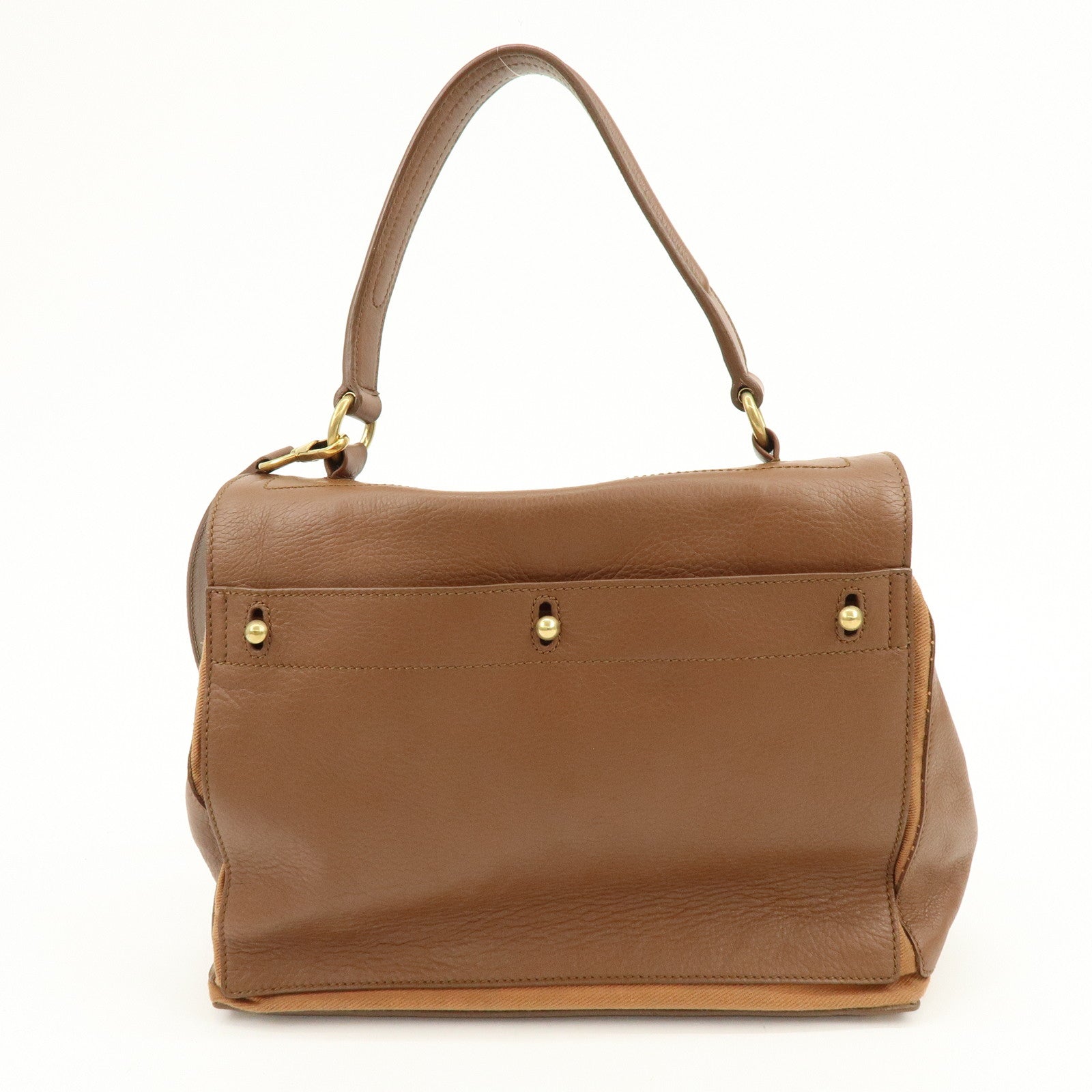 SAINT LAURENT PARIS Muse Two Leather Canvas 2WAY Bag Brown 229680