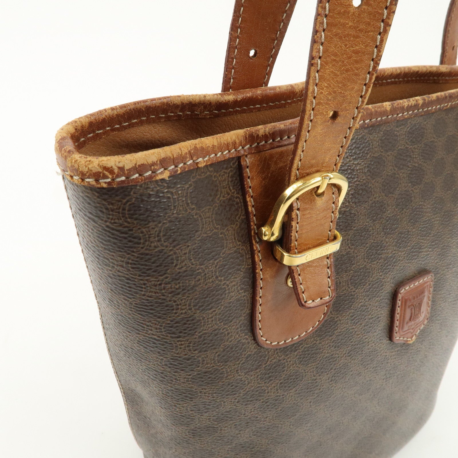 CELINE Macadam PVC Leather Tote Bag Shoulder Bag Brown