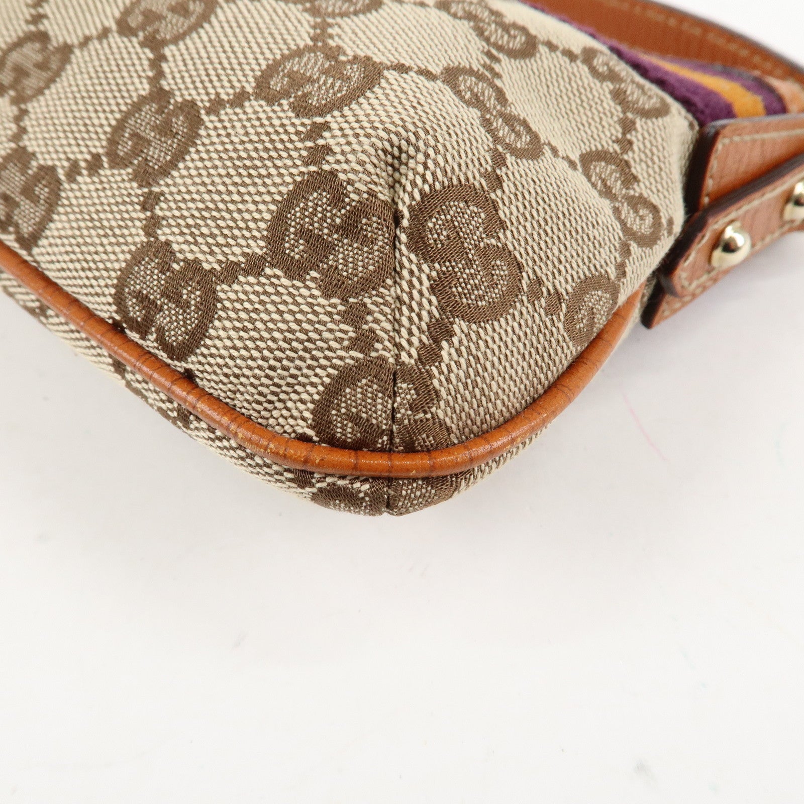 GUCCI Sherry GG Canvas Leather Shoulder Bag Gold Boots Bag Charm 145970 Used