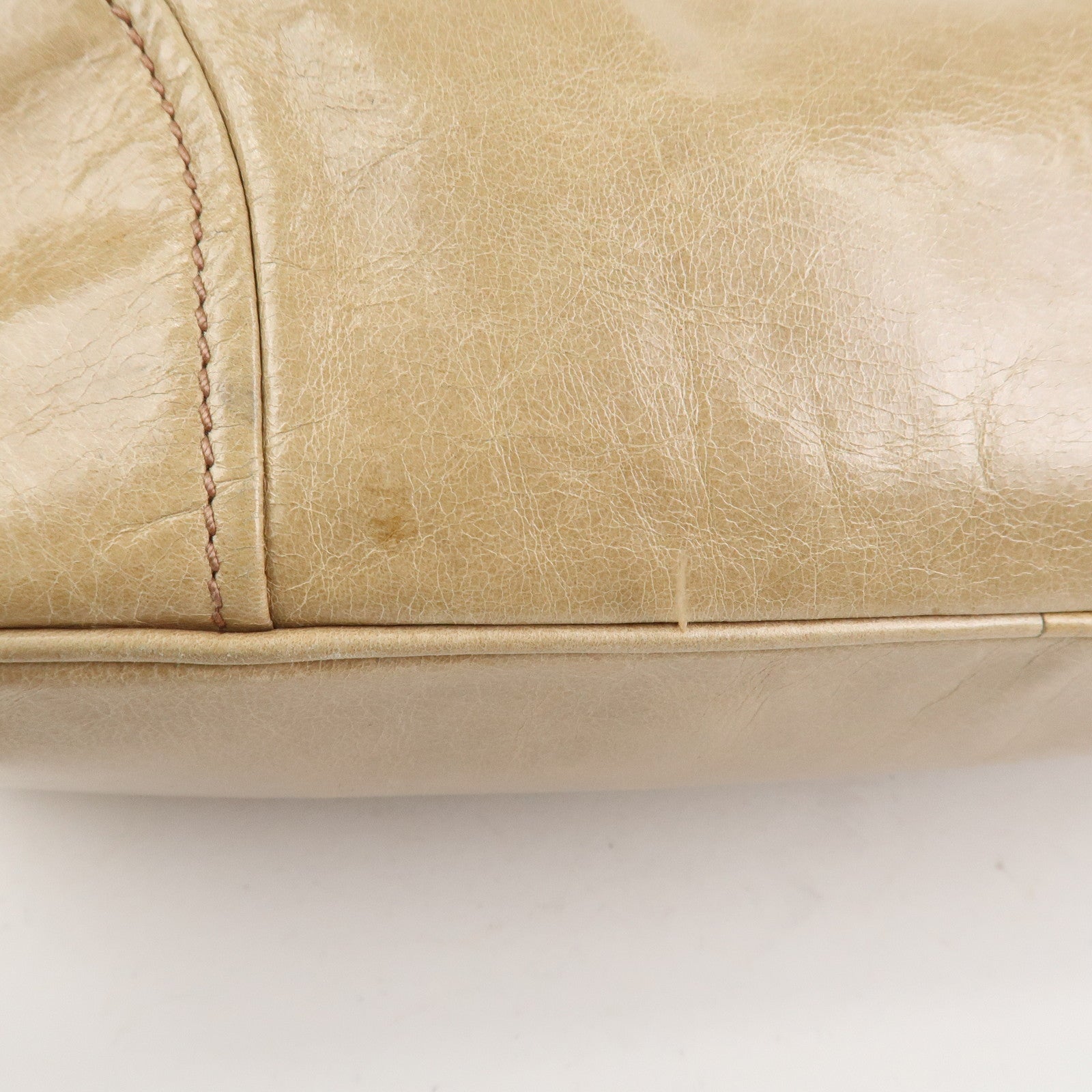 PRADA Logo Leather 2Way Bag Hand Bag Shoulder Bag Beige BN2323