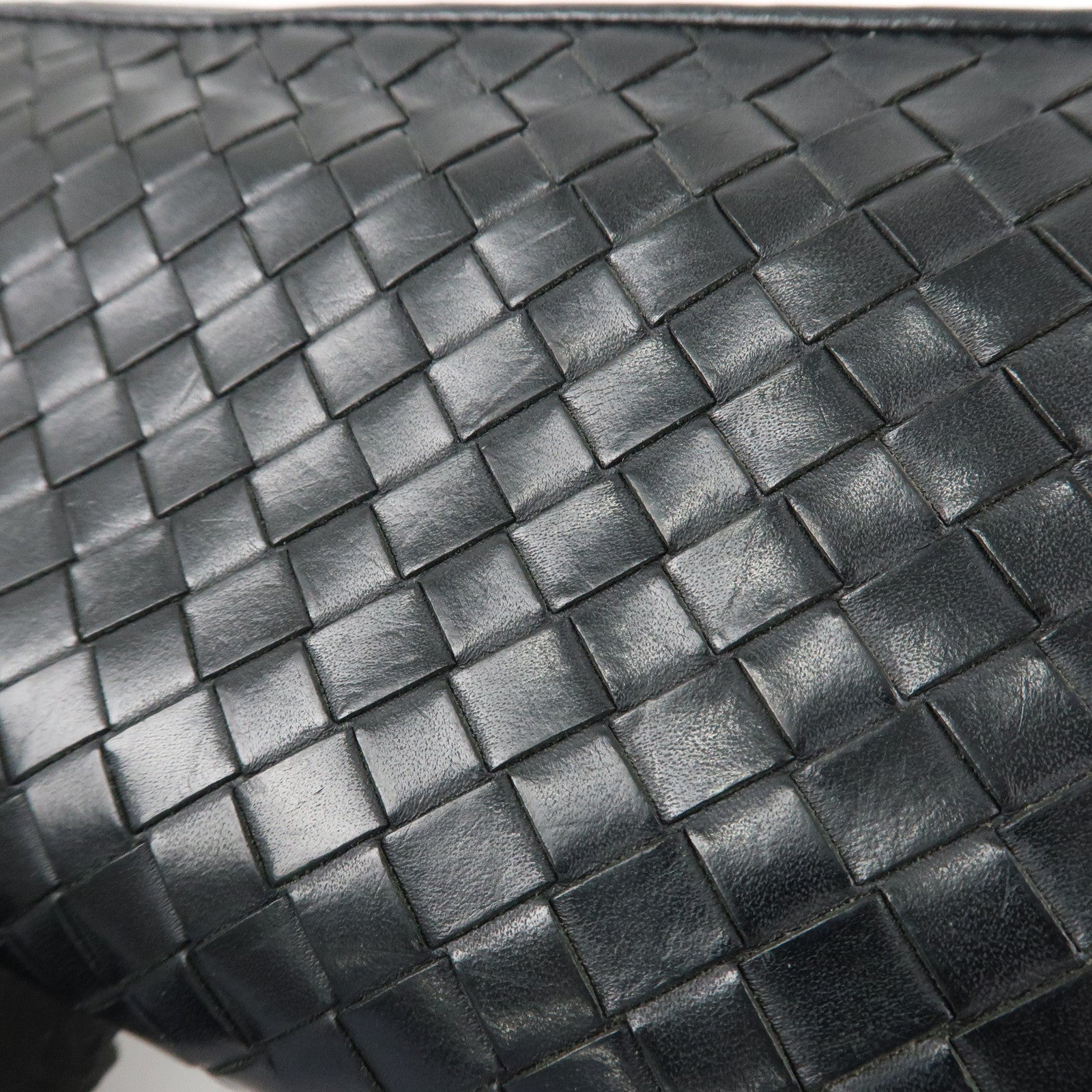 BOTTEGA VENETA Intrecciato Leather Round Zippy Wallet Black 114076 Used