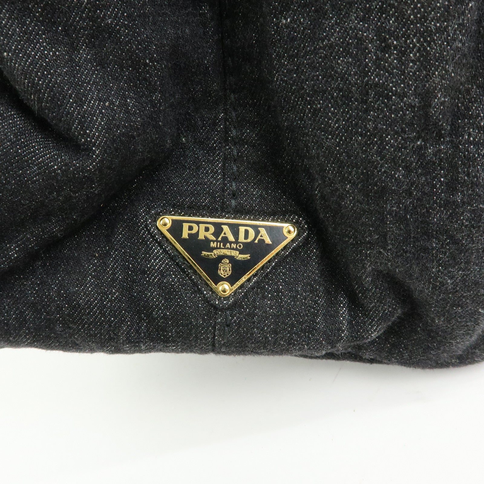 PRADA Triangle Logo Canapa Canvas 2Way Tote Hand Bag Black BN2642